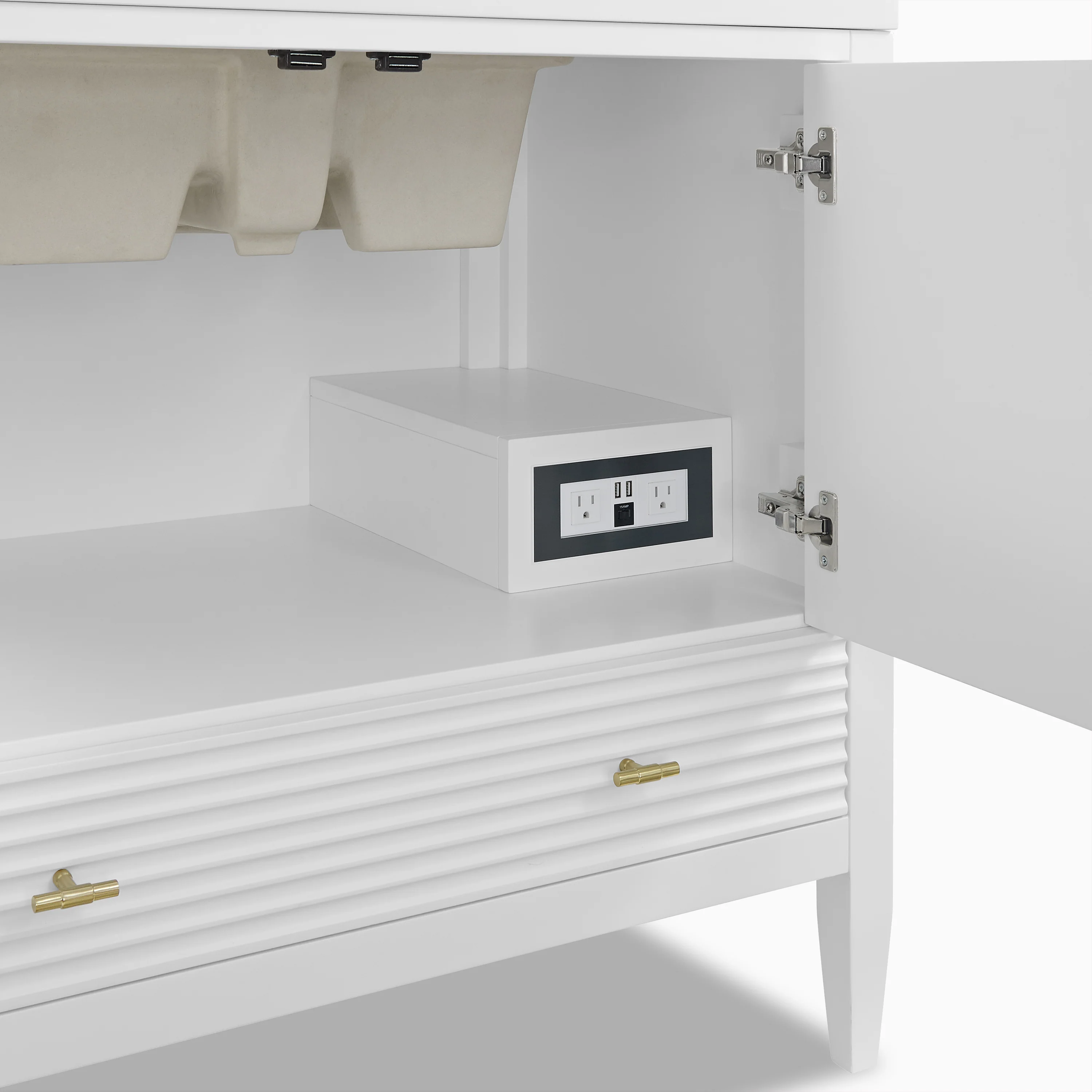 Sasha 36" Single Vanity in Bright White with 3 cm White Zeus Quartz Top - Image 6