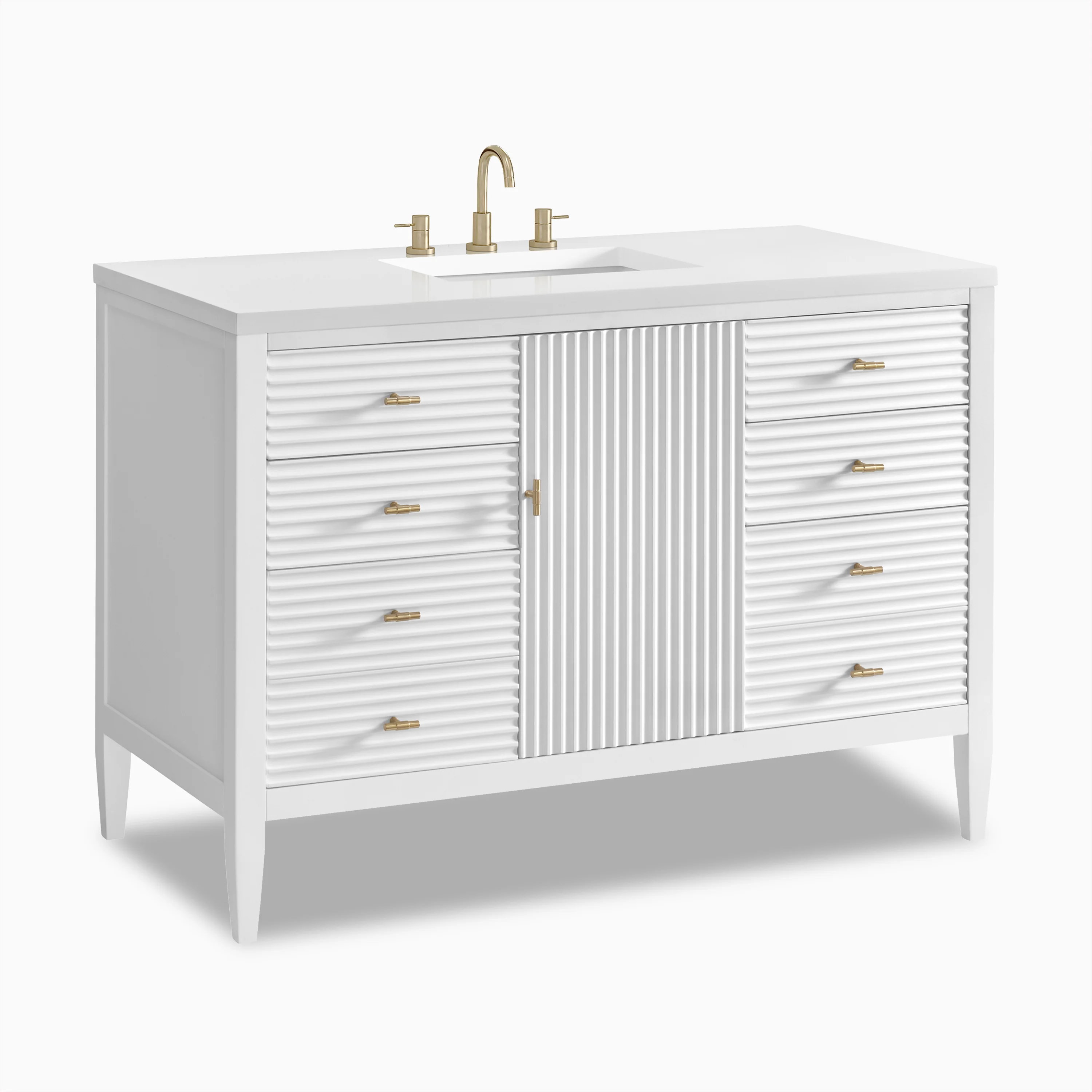 Sasha 48" Single Vanity in Bright White with 3 cm White Zeus Quartz Top - Image 3