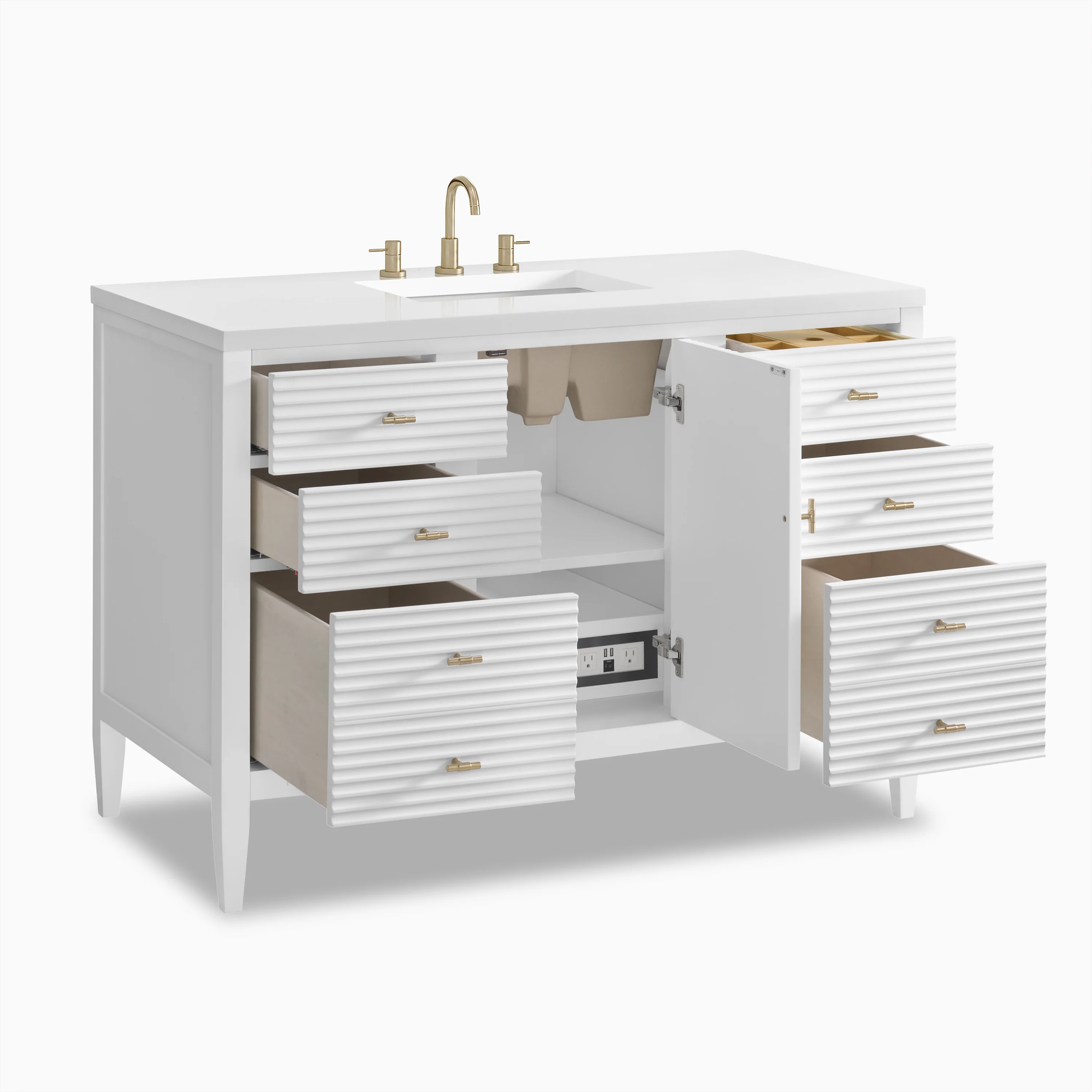 Sasha 48" Single Vanity in Bright White with 3 cm White Zeus Quartz Top - Image 4