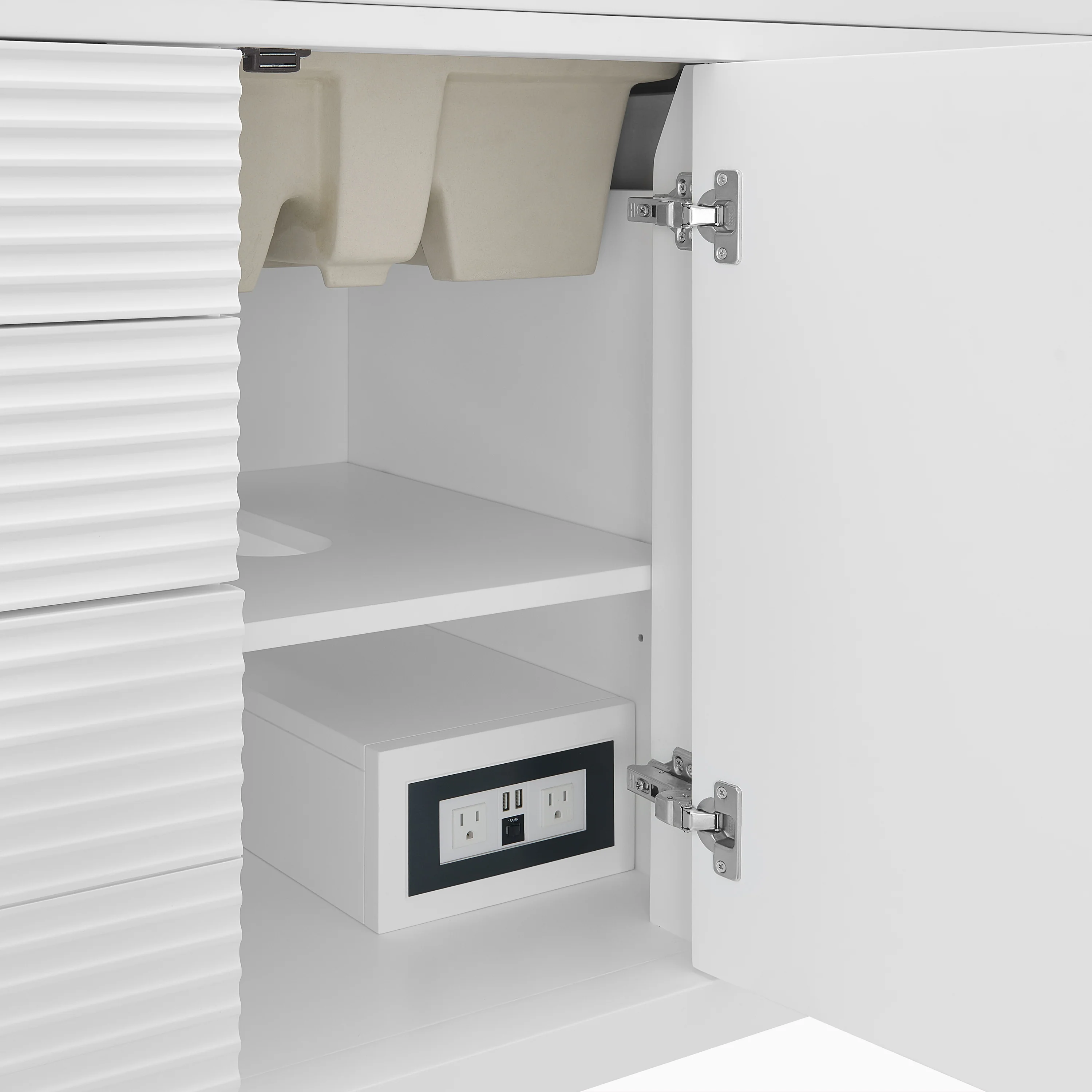 Sasha 48" Single Vanity in Bright White with 3 cm White Zeus Quartz Top - Image 7