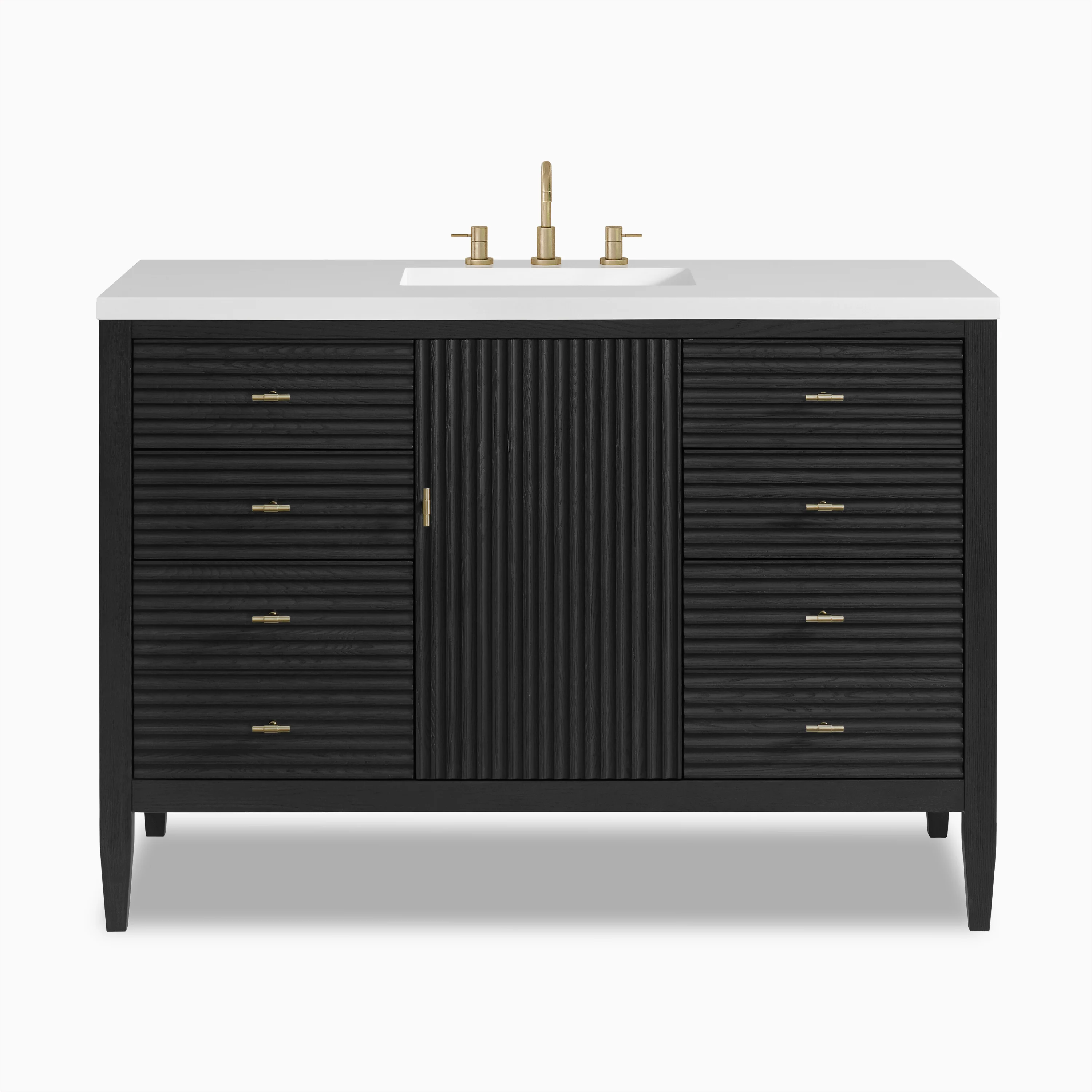Sasha 48" Single Vanity in Carbon Oak with 3 cm White Zeus Quartz Top
