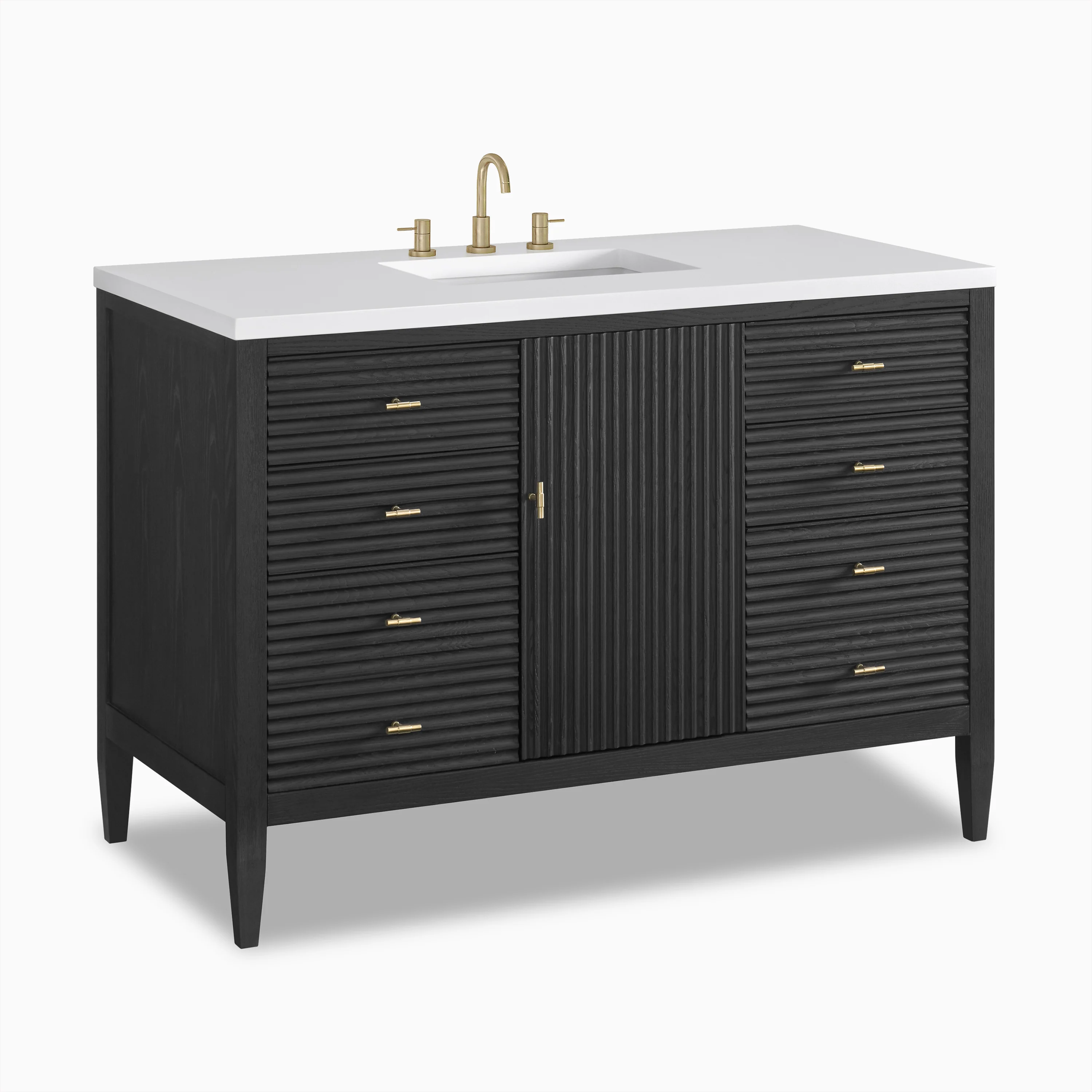Sasha 48" Single Vanity in Carbon Oak with 3 cm White Zeus Quartz Top - Image 2