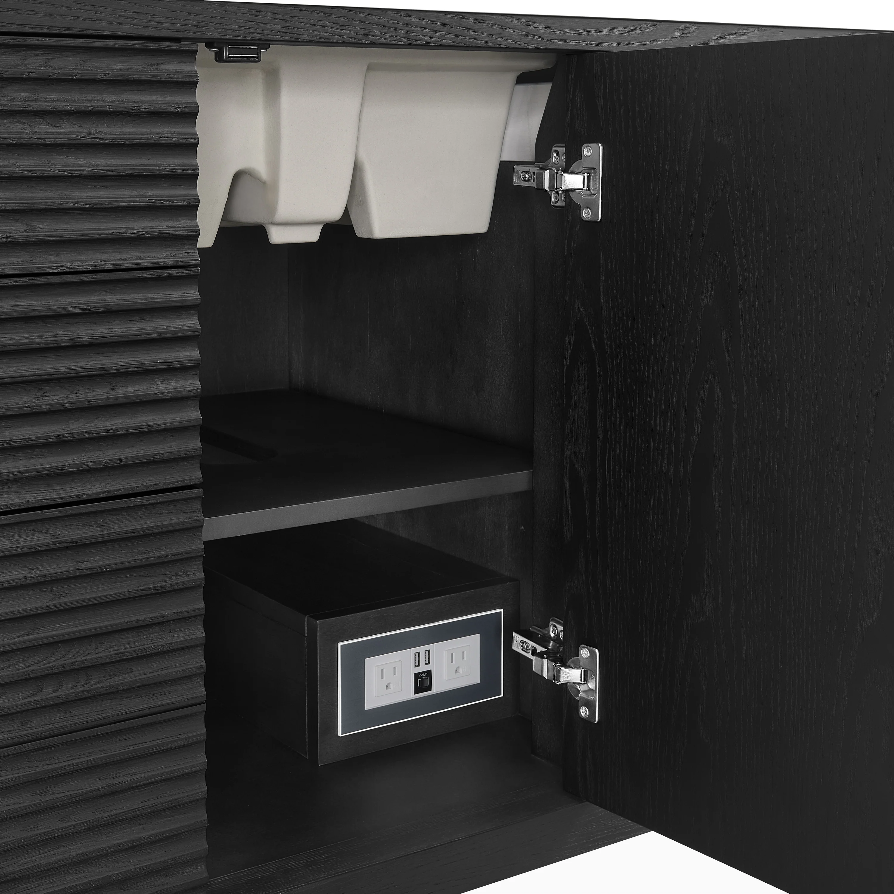 Sasha 48" Single Vanity in Carbon Oak with 3 cm White Zeus Quartz Top - Image 5