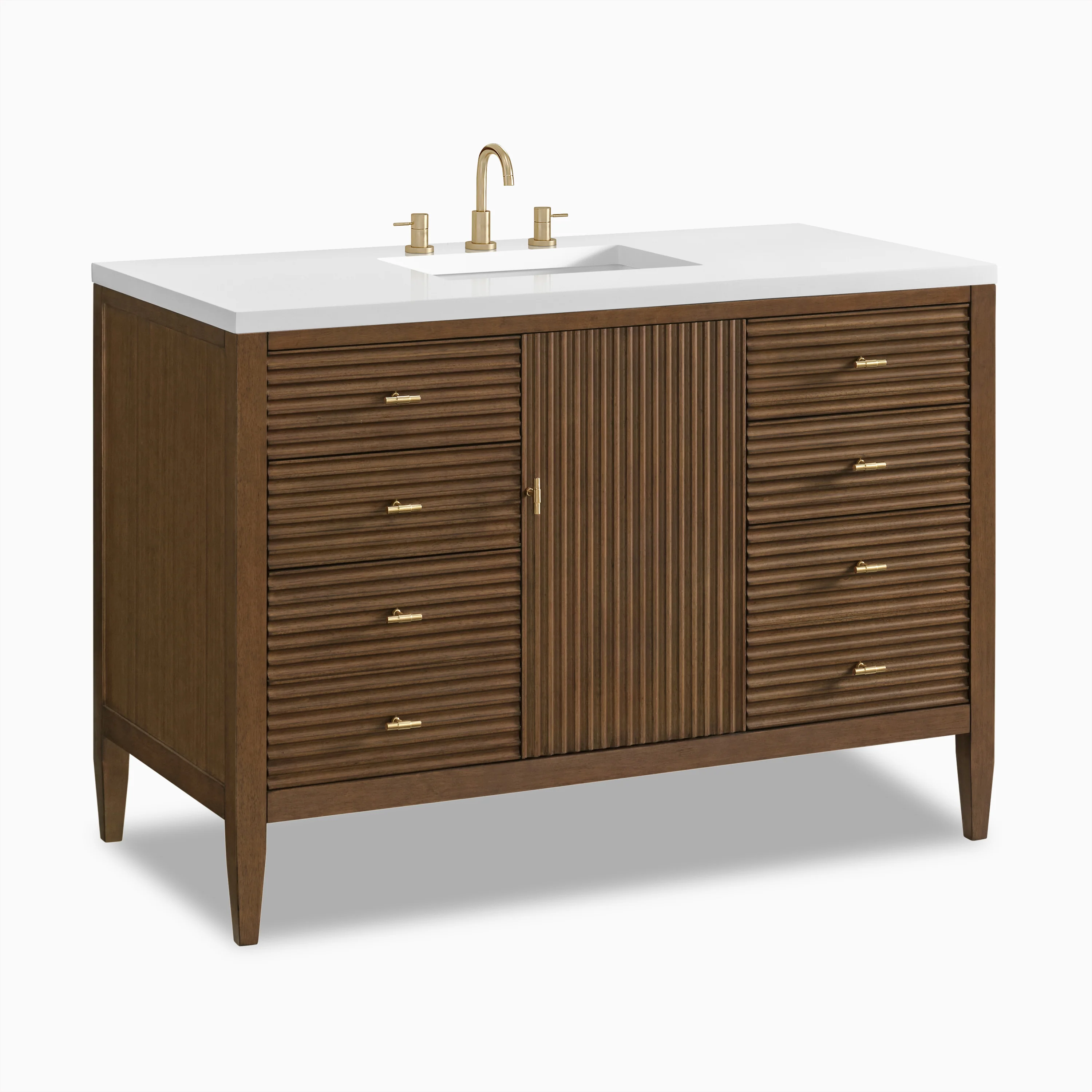 Sasha 48" Single Vanity in Mid Century Walnut with 3 cm White Zeus Quartz Top - Image 3