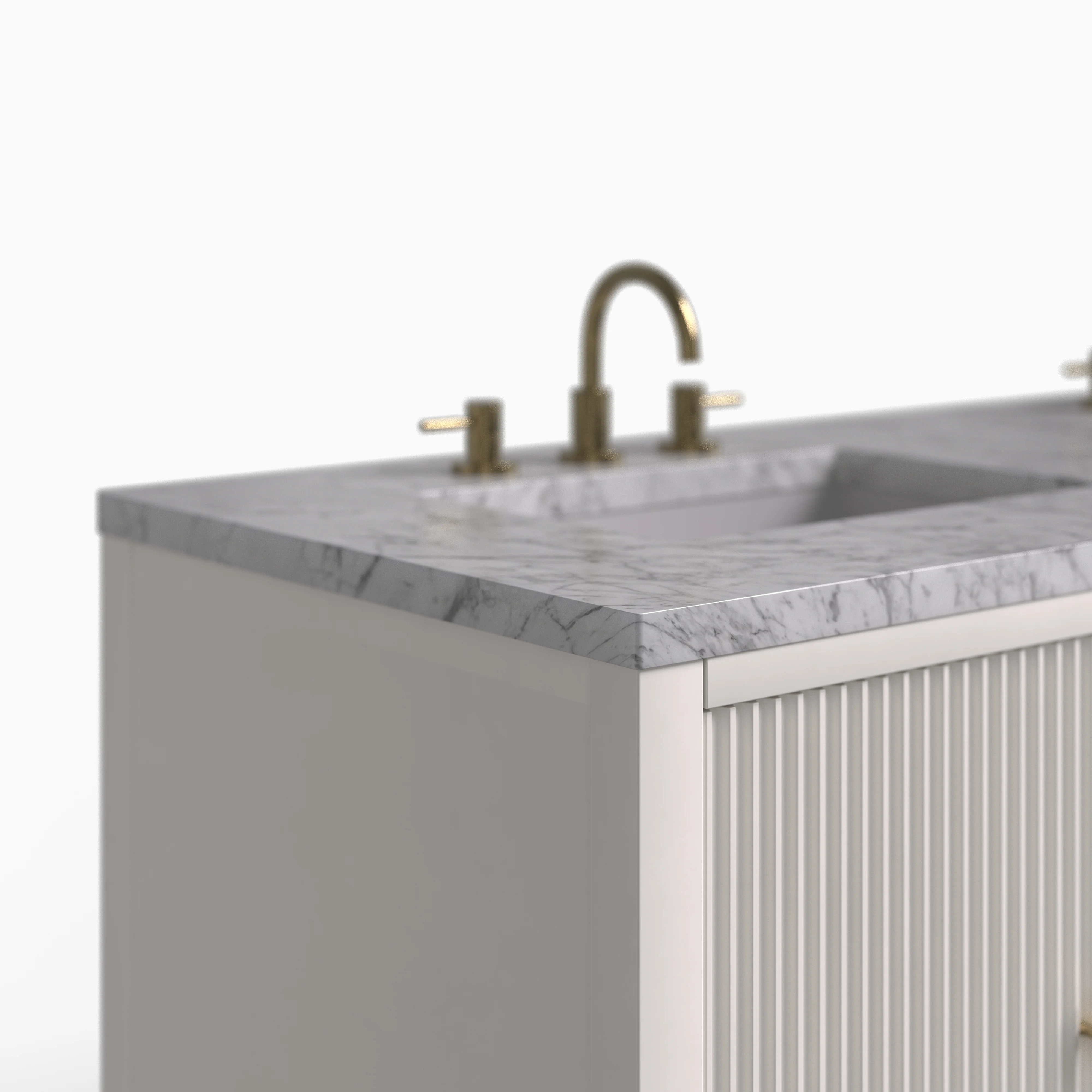 Sasha 60" Double Vanity in Bright White with 3 cm Carrara White Marble Top - Image 4