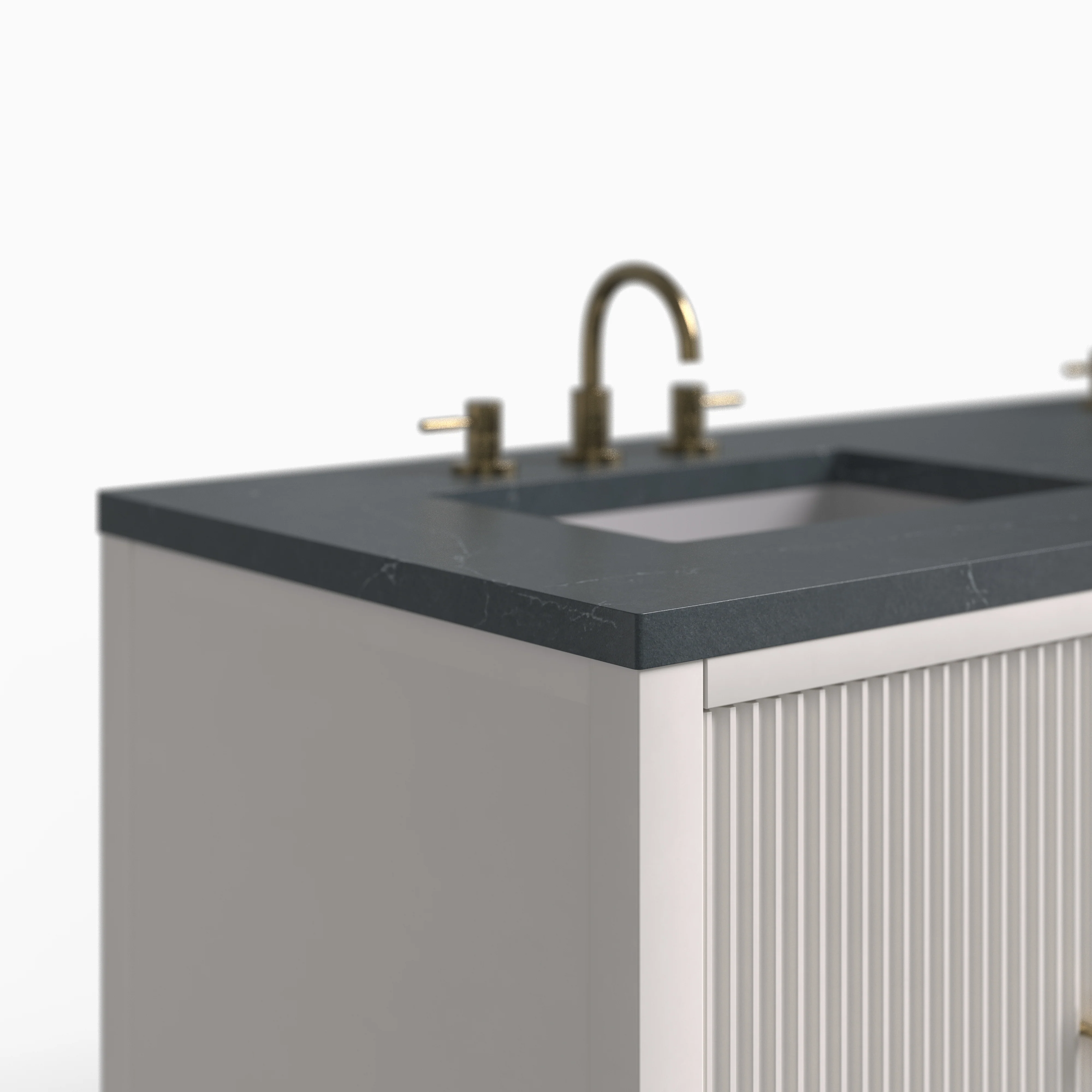 Sasha 60" Double Vanity in Bright White with 3 cm Charcoal Soapstone Quartz Top - Image 4
