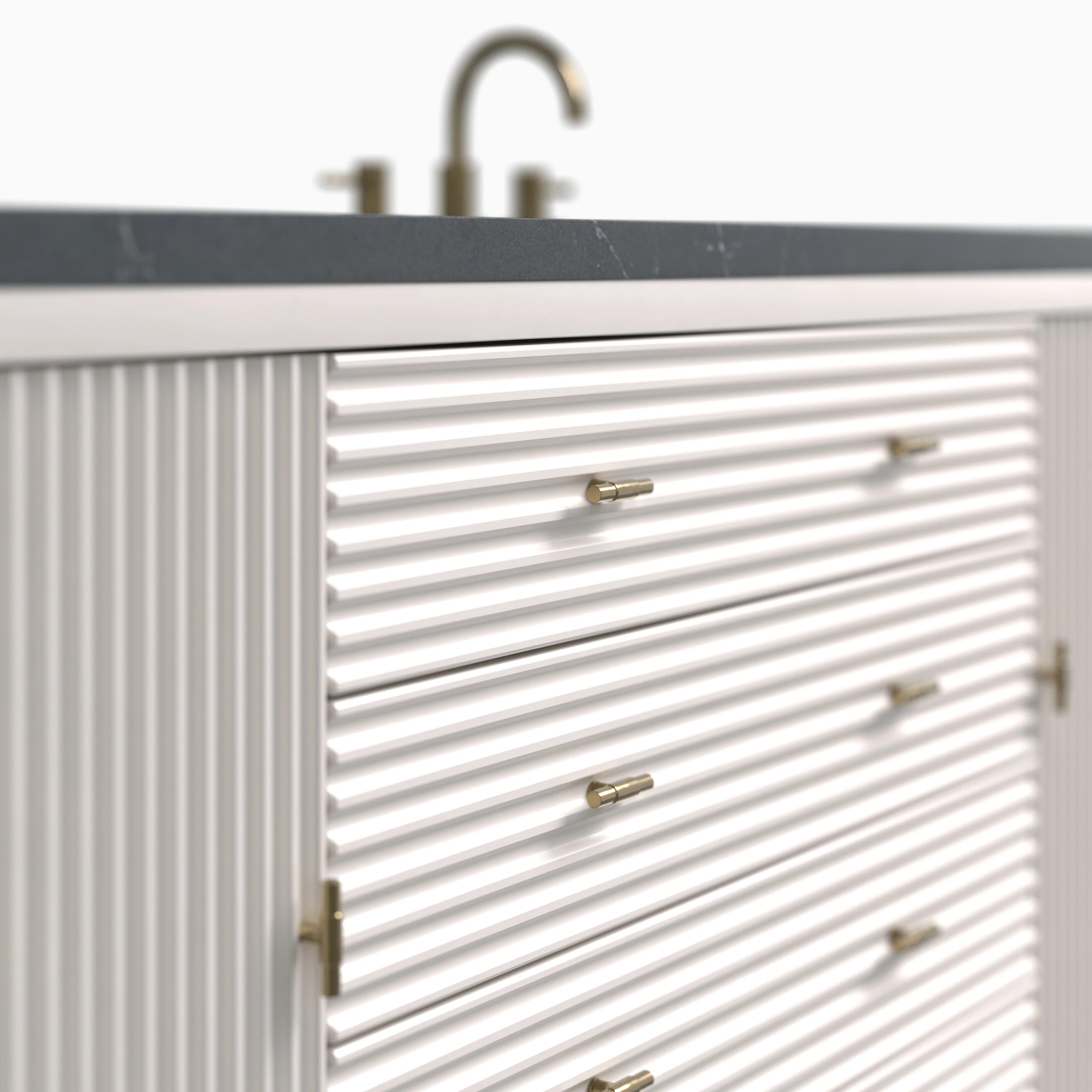 Sasha 60" Double Vanity in Bright White with 3 cm Charcoal Soapstone Quartz Top - Image 5