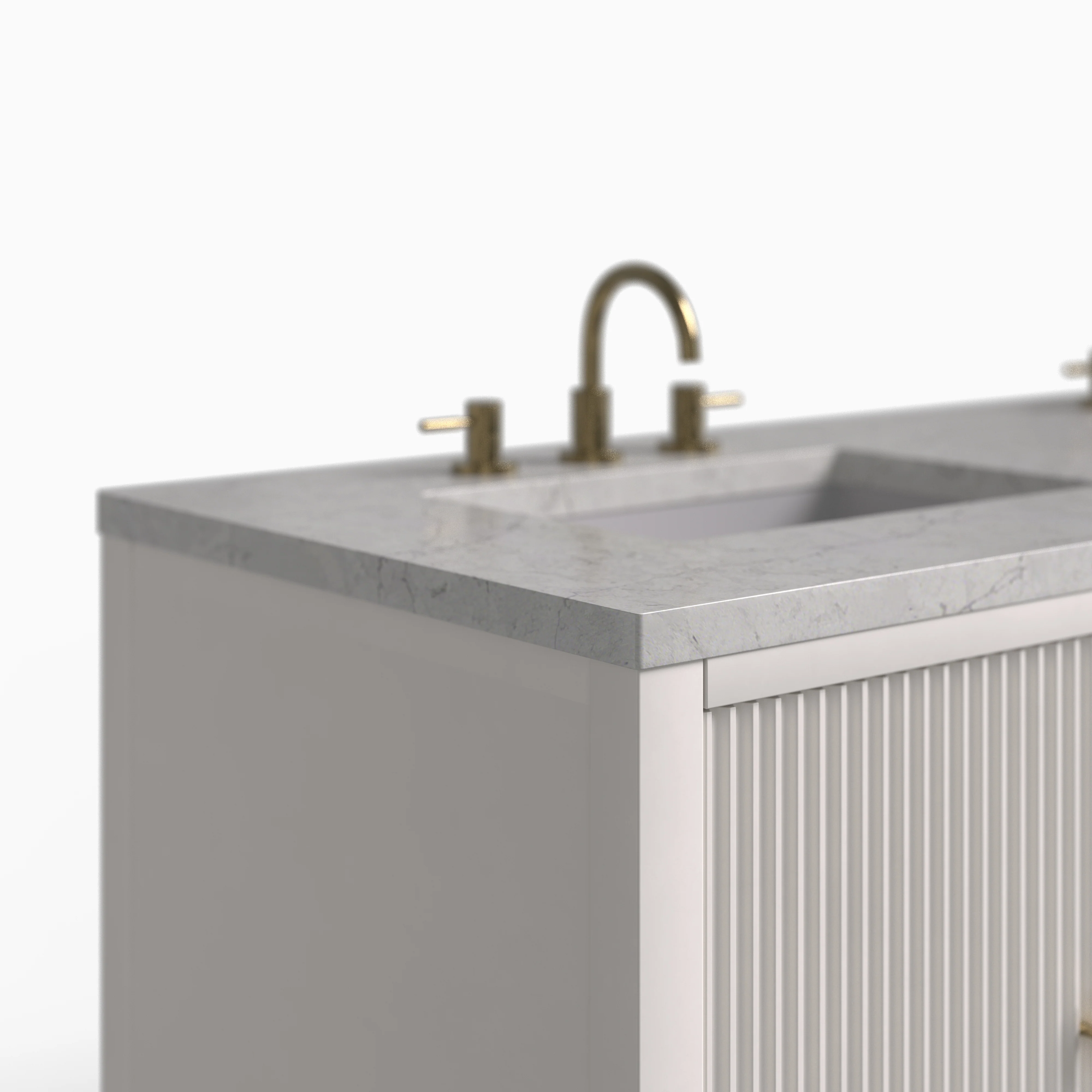 Sasha 60" Double Vanity in Bright White with 3 cm Eternal Jasmine Pearl Quartz Top - Image 4