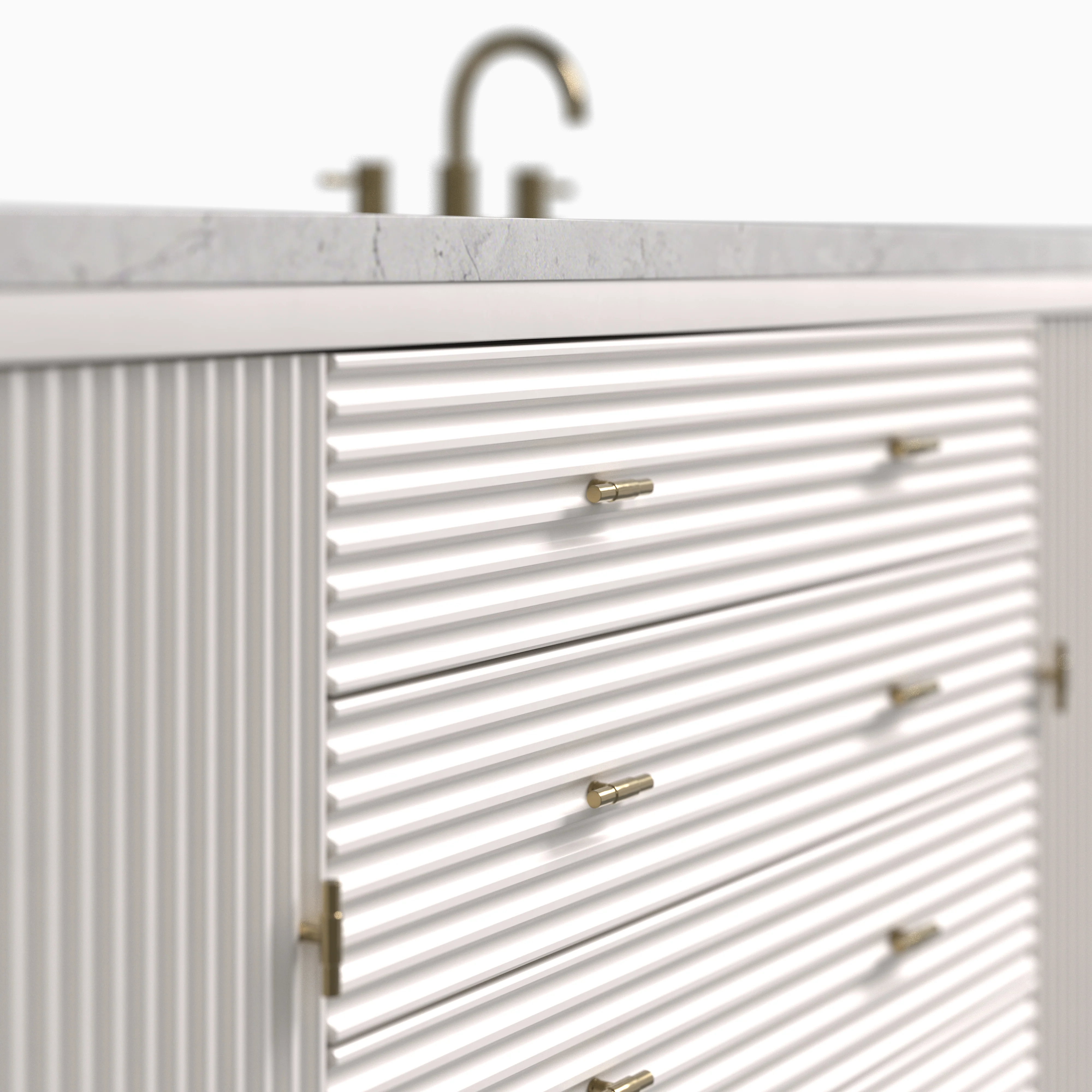 Sasha 60" Double Vanity in Bright White with 3 cm Eternal Jasmine Pearl Quartz Top - Image 5