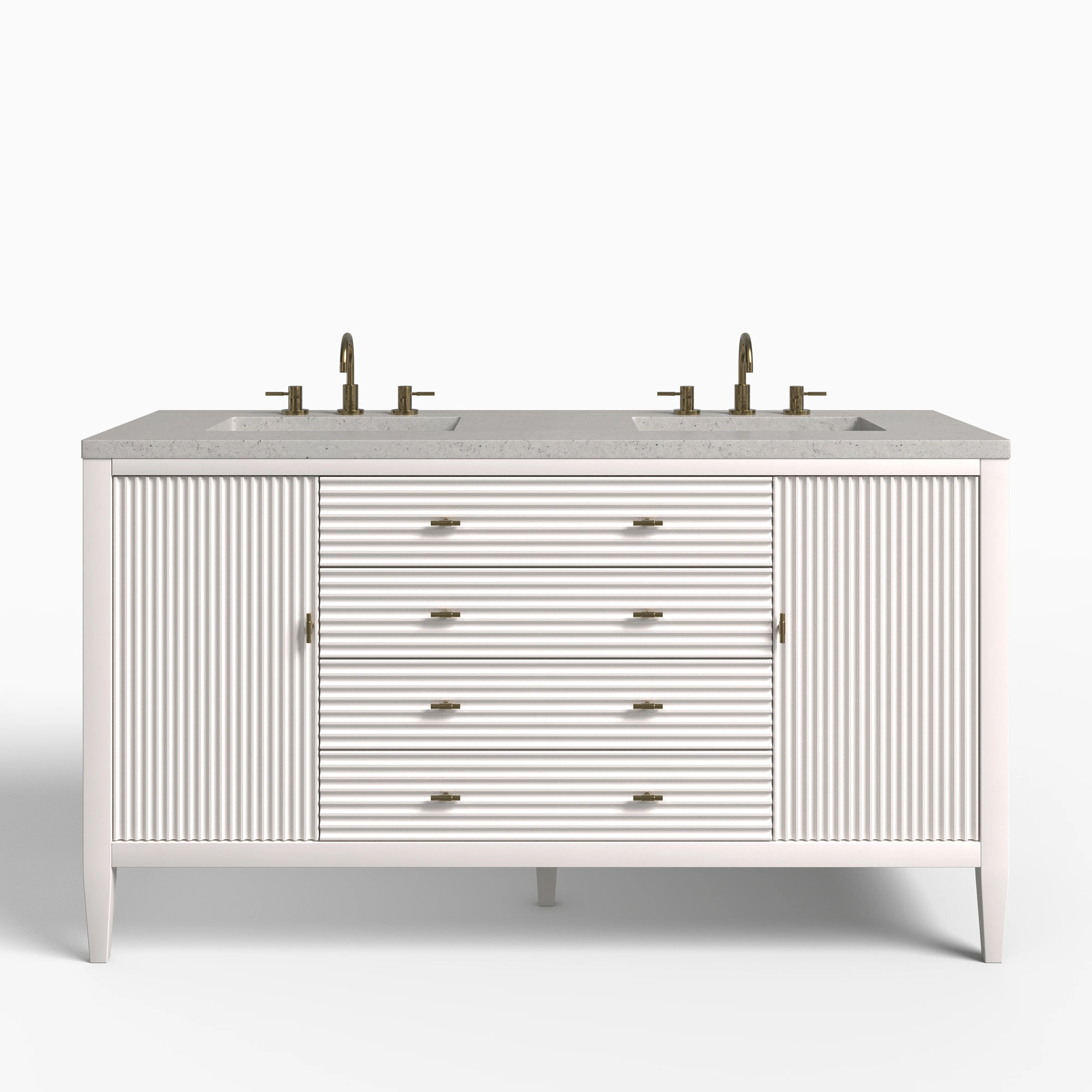 Sasha 60" Double Vanity in Bright White with 3 cm Lime Delight Quartz Top