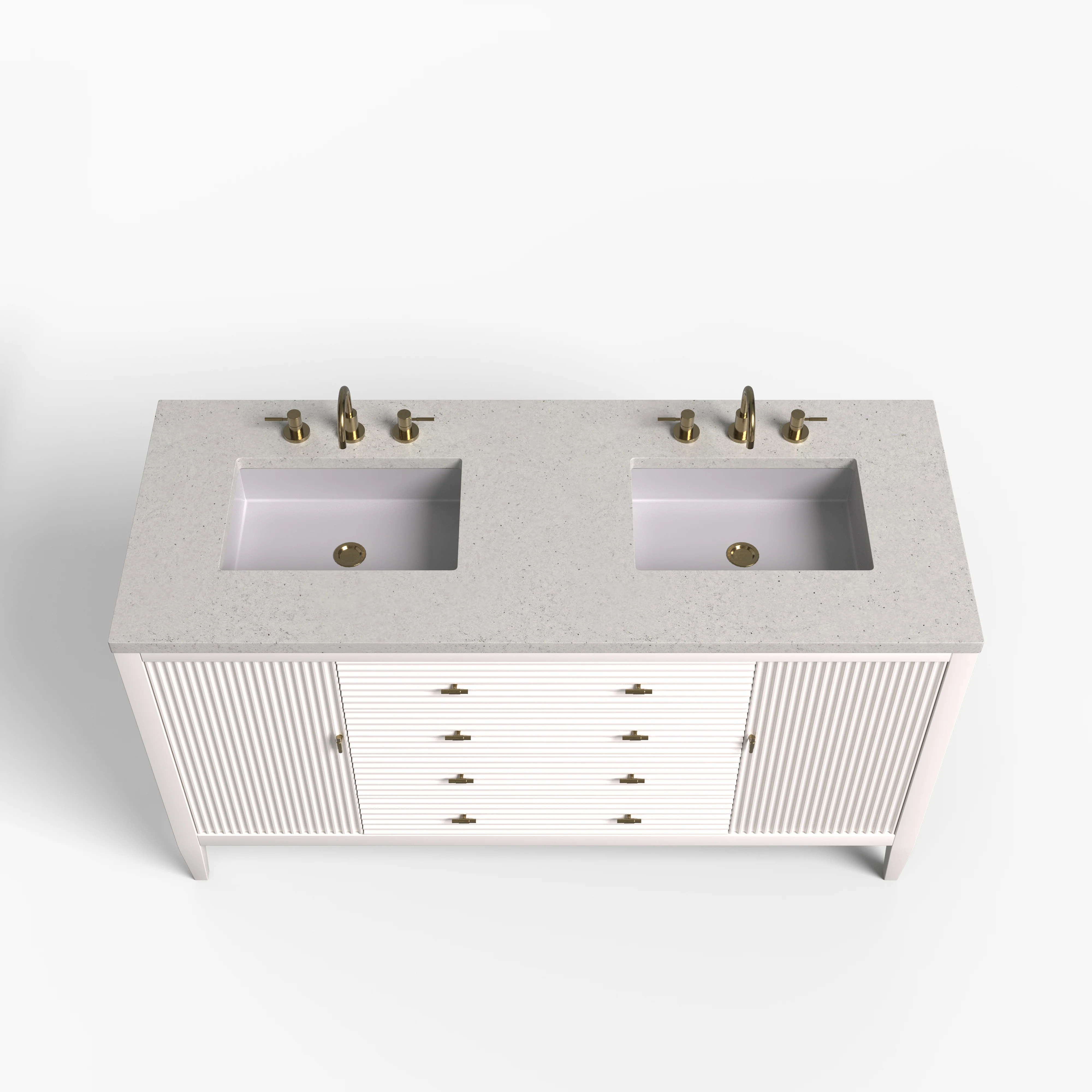 Sasha 60" Double Vanity in Bright White with 3 cm Lime Delight Quartz Top - Image 3