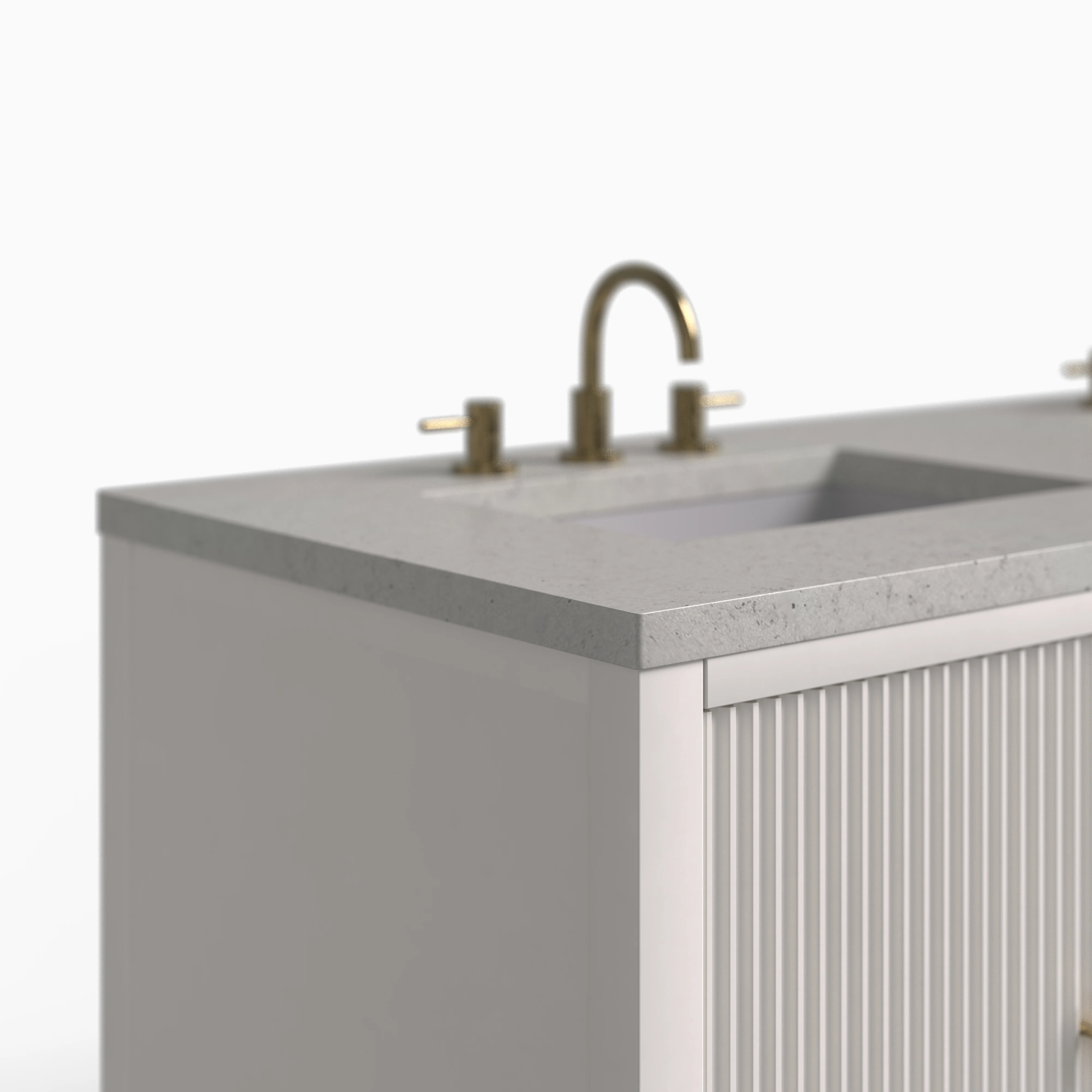 Sasha 60" Double Vanity in Bright White with 3 cm Lime Delight Quartz Top - Image 4