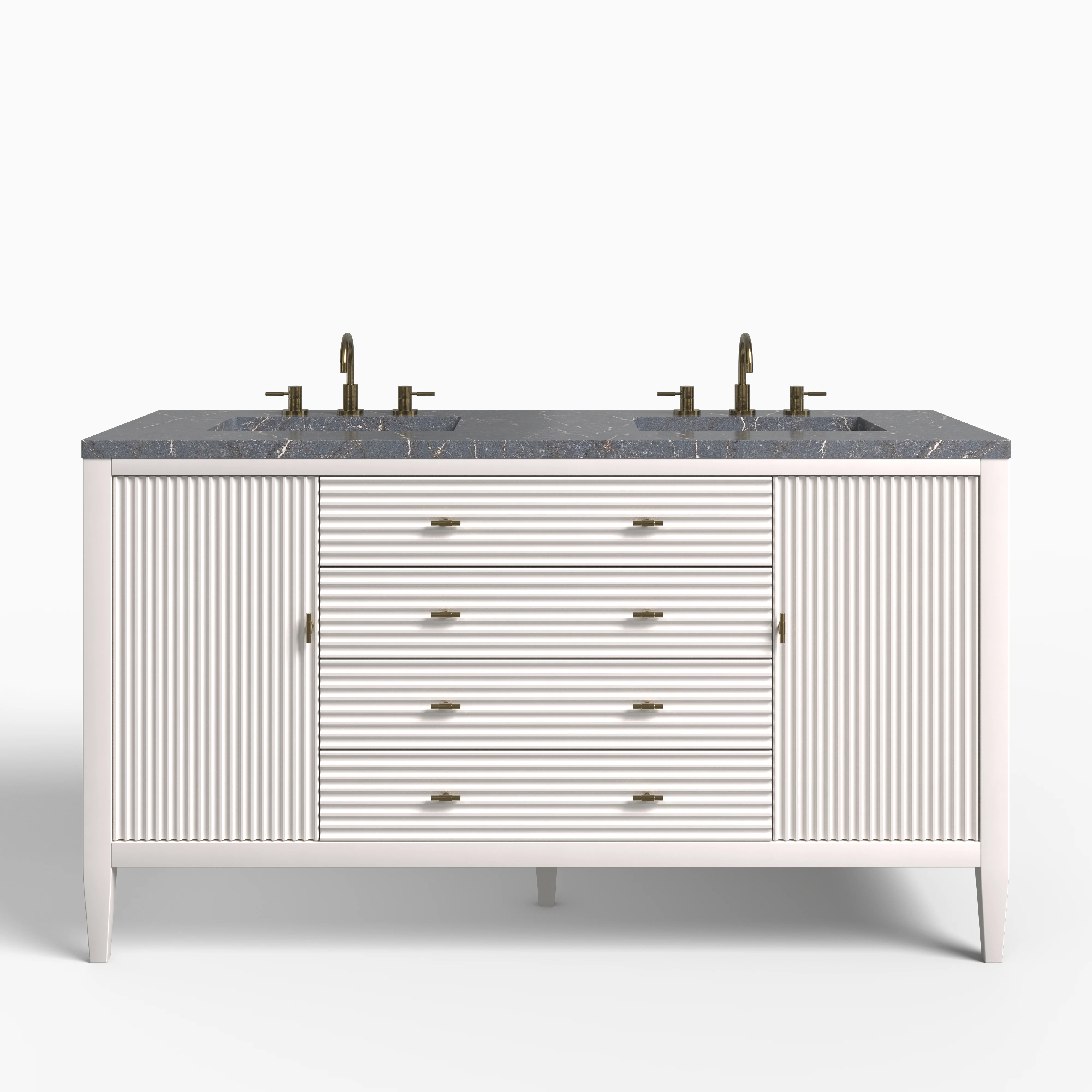 Sasha 60" Double Vanity in Bright White with 3 cm Parisien Bleu Quartz Top
