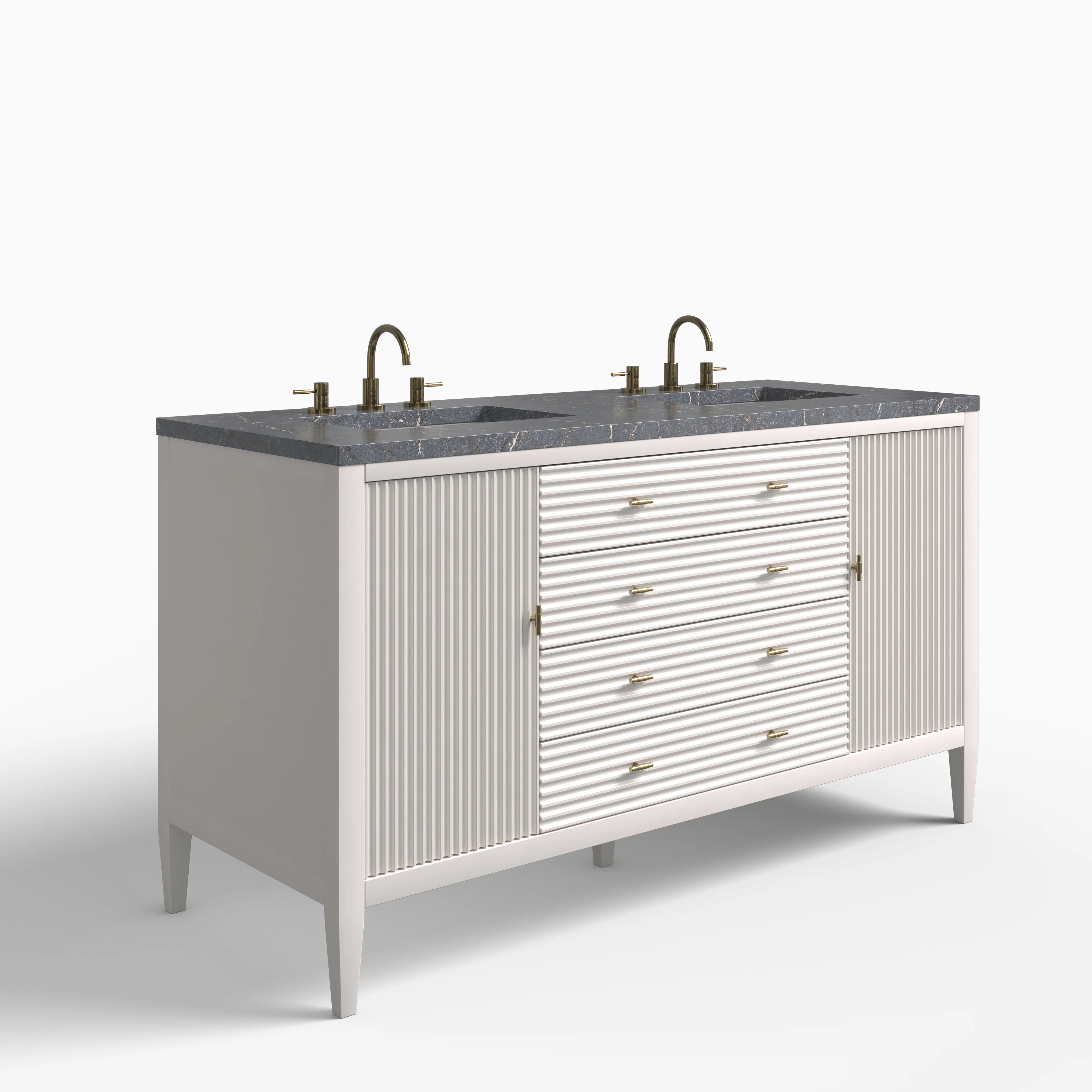 Sasha 60" Double Vanity in Bright White with 3 cm Parisien Bleu Quartz Top - Image 2