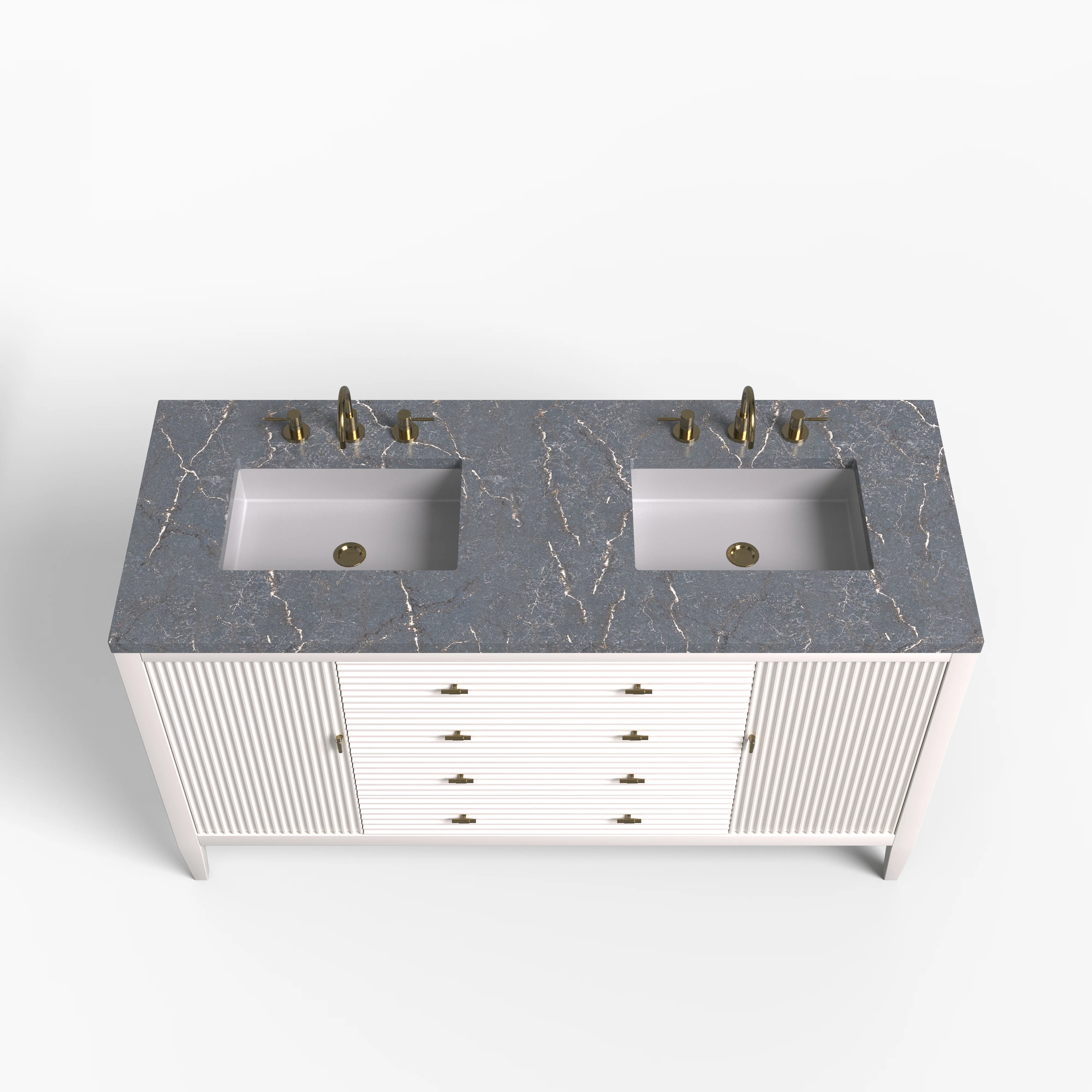 Sasha 60" Double Vanity in Bright White with 3 cm Parisien Bleu Quartz Top - Image 3