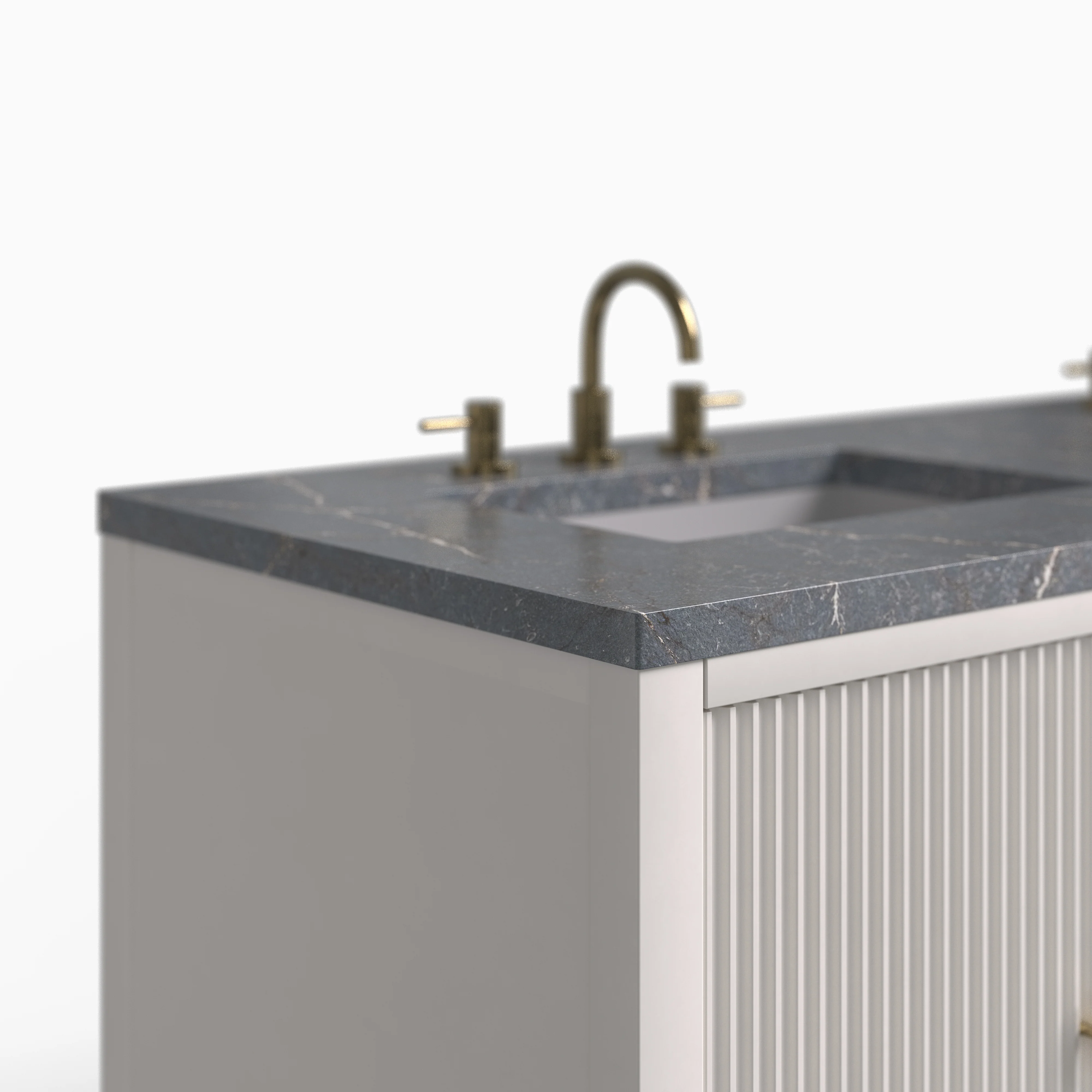 Sasha 60" Double Vanity in Bright White with 3 cm Parisien Bleu Quartz Top - Image 4