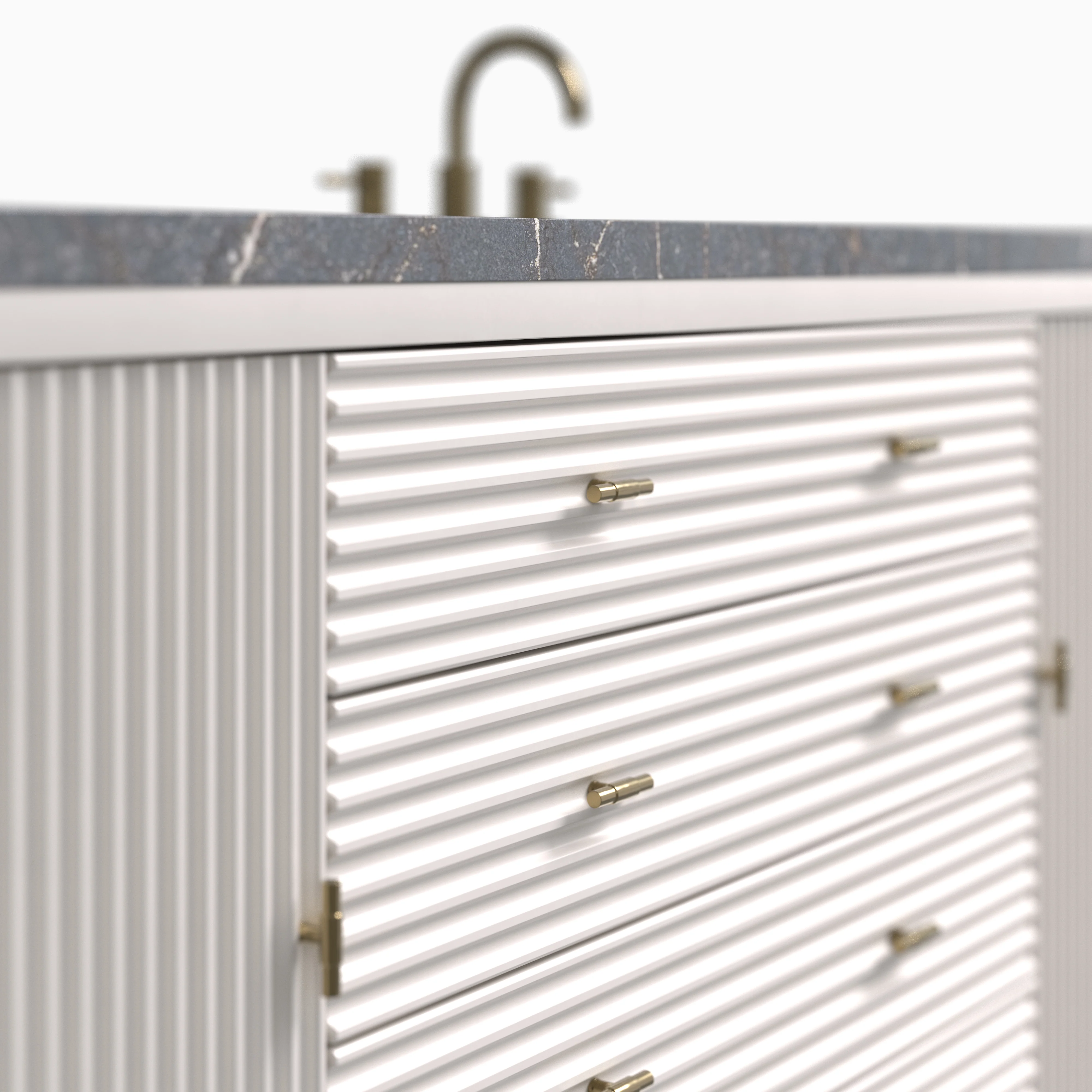 Sasha 60" Double Vanity in Bright White with 3 cm Parisien Bleu Quartz Top - Image 5