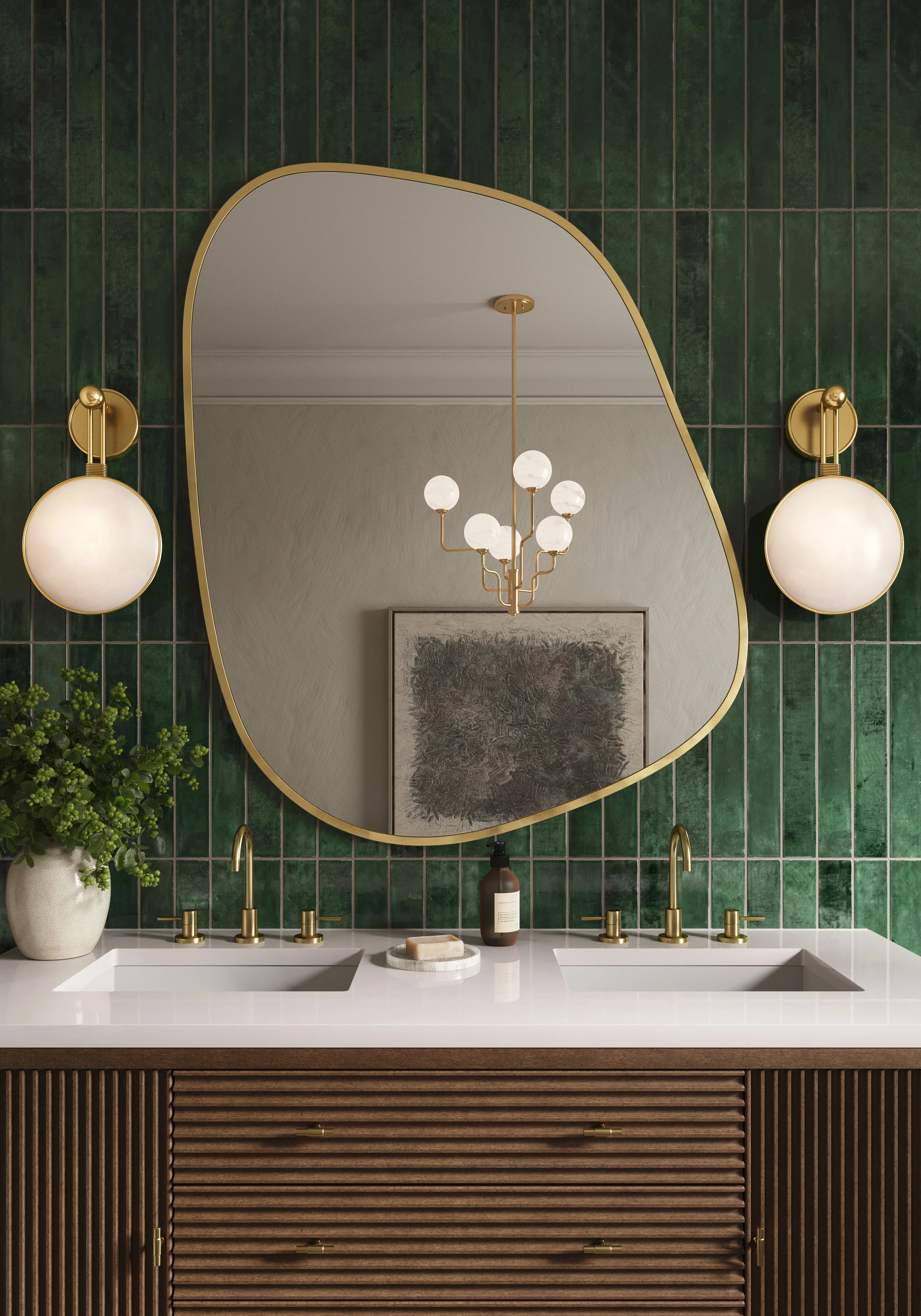 Sasha 60" Double Vanity in Mid Century Walnut with 3 cm White Zeus Quartz Top - Image 11