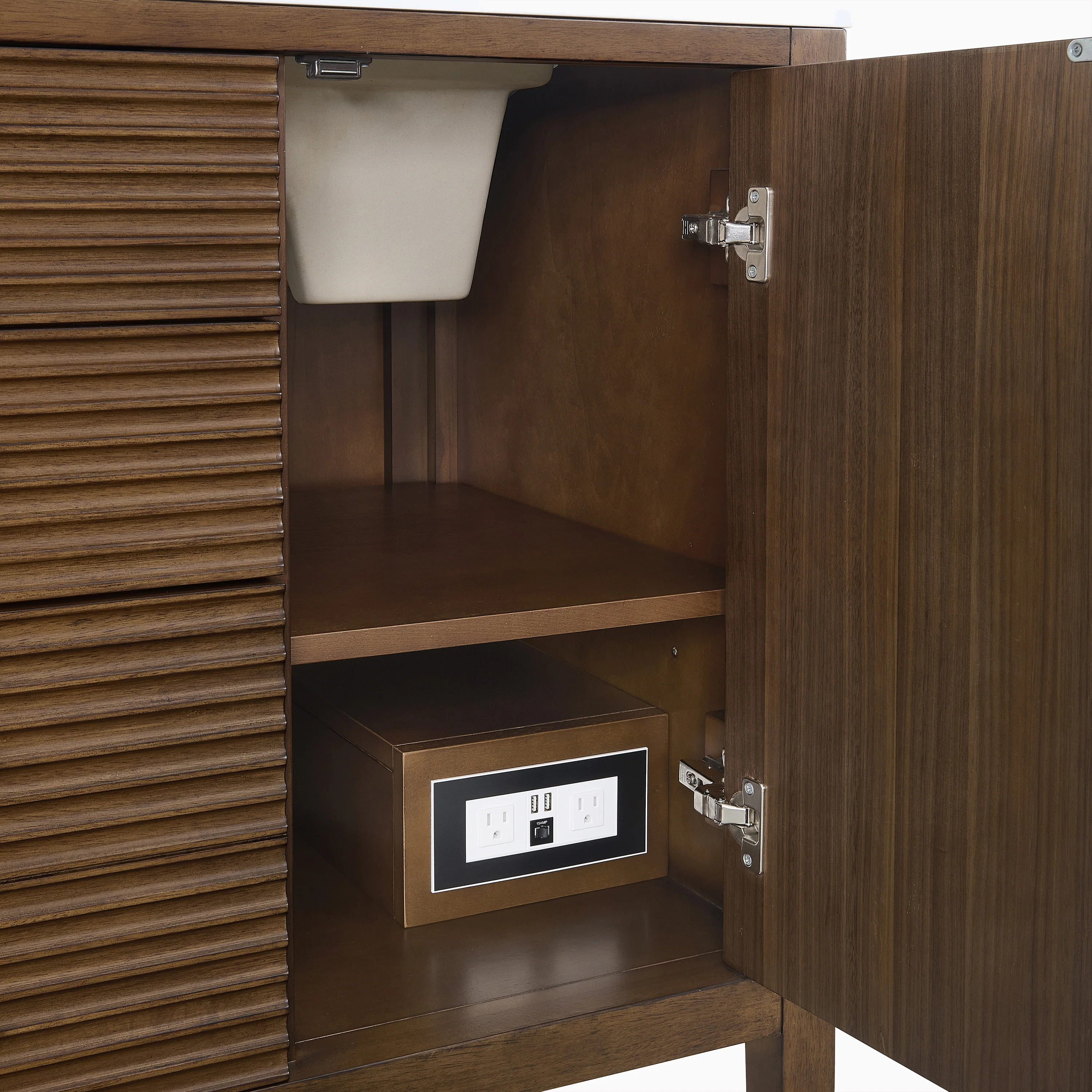 Sasha 60" Double Vanity in Mid Century Walnut with 3 cm White Zeus Quartz Top - Image 6