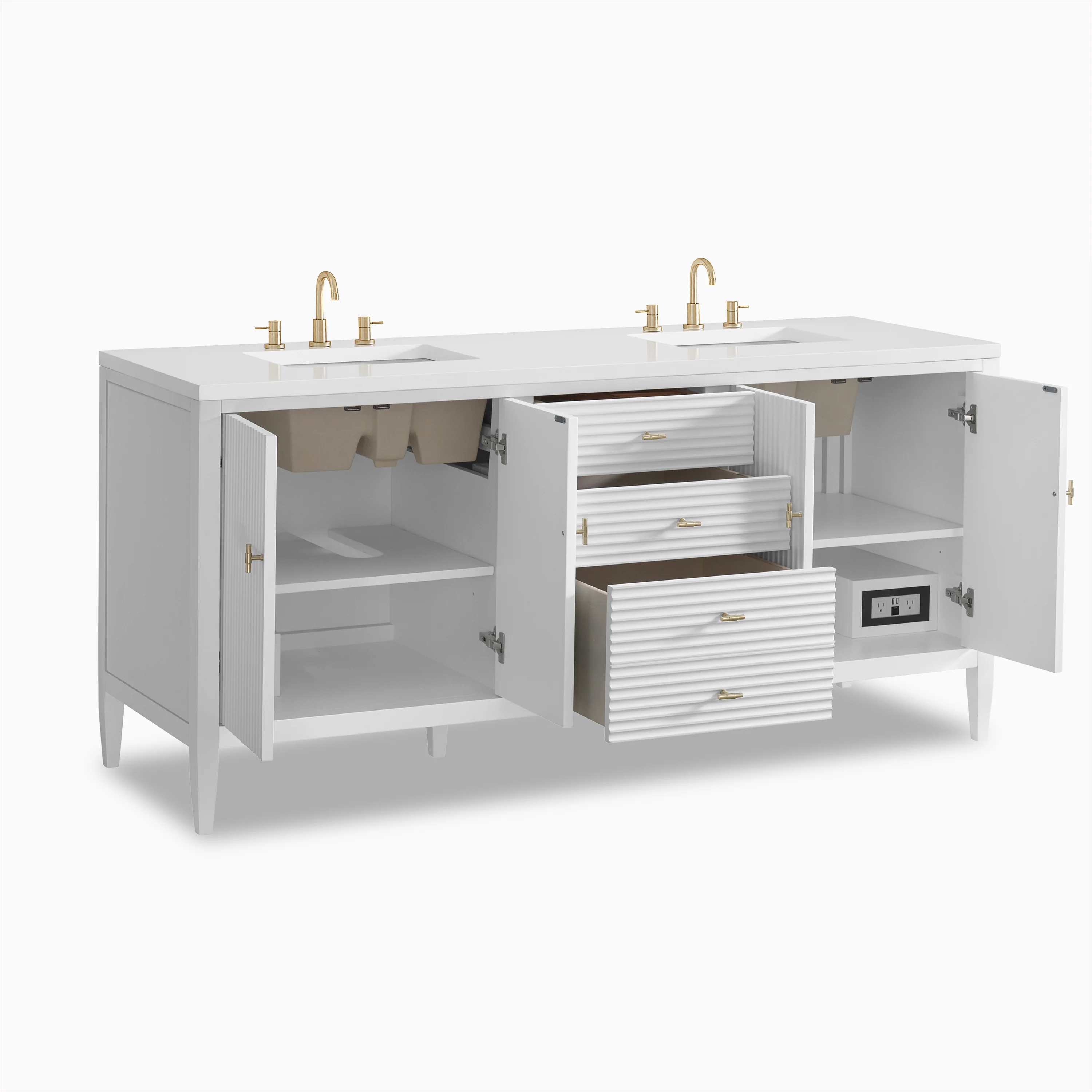 Sasha 72" Double Vanity in Bright White with 3 cm White Zeus Quartz Top - Image 3