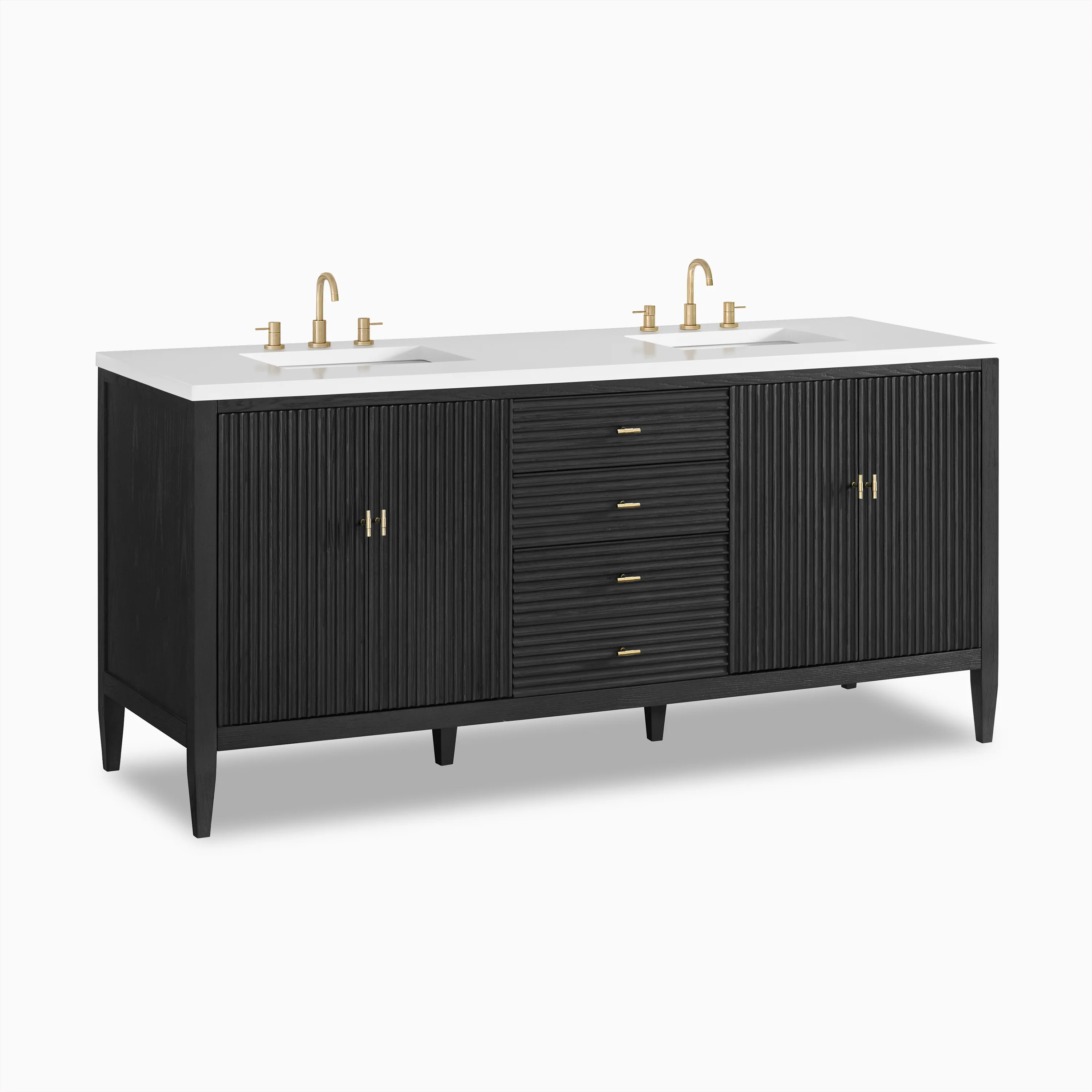 Sasha 72" Double Vanity in Carbon Oak with 3 cm White Zeus Quartz Top - Image 3