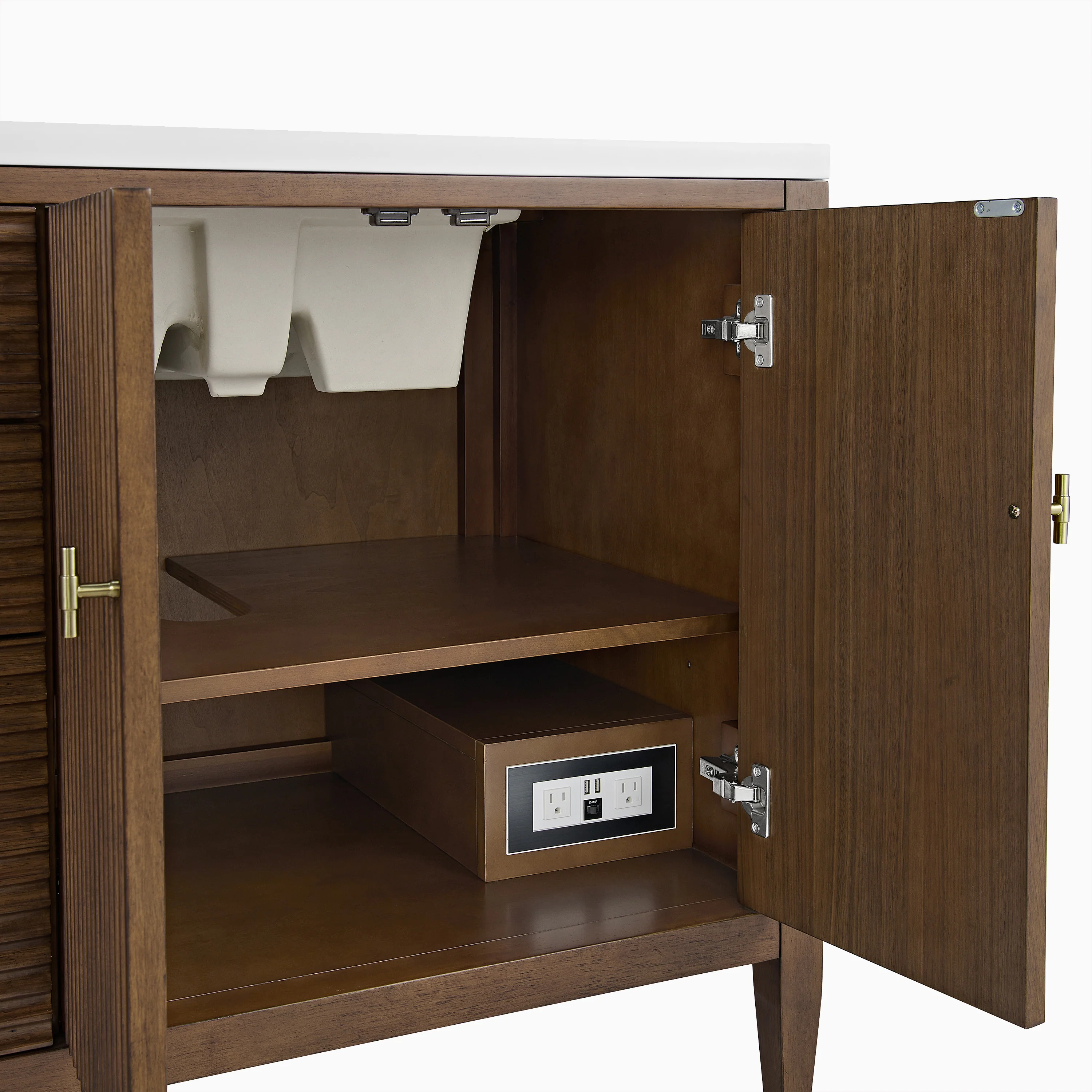 Sasha 72" Double Vanity in Mid Century Walnut with 3 cm White Zeus Quartz Top - Image 6