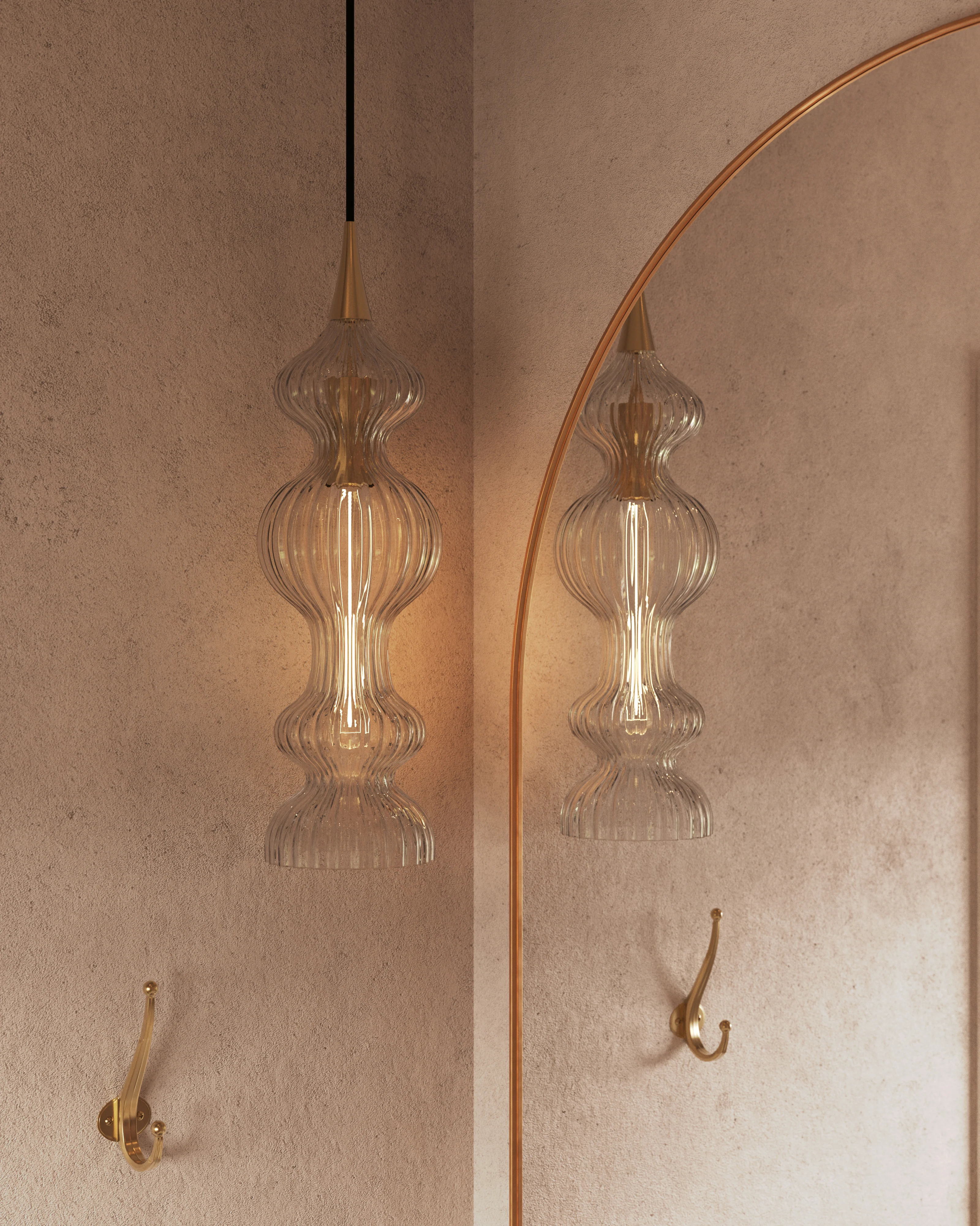 Satine Pendant In Aged Brass Clear - Image 2