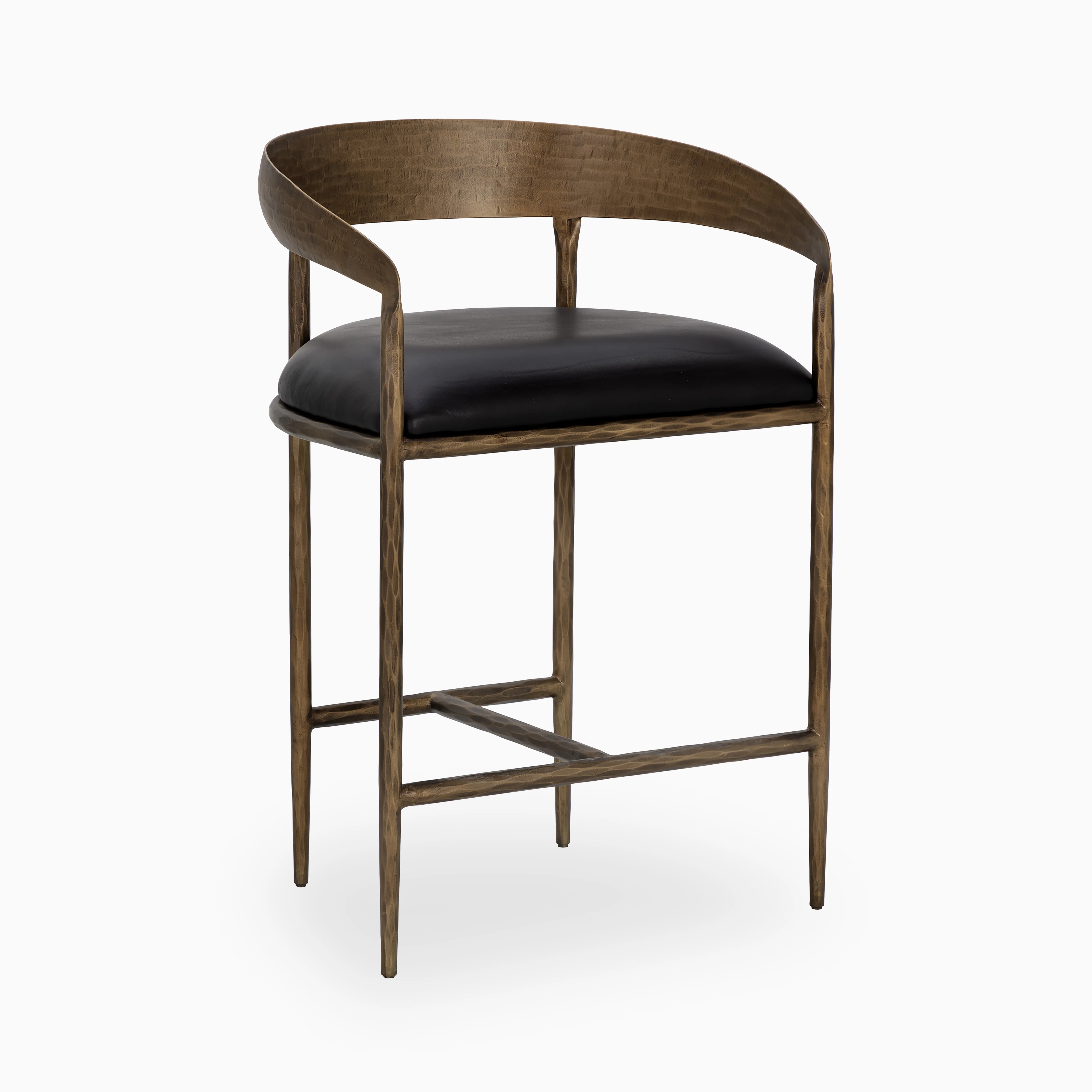 Shaffer Counter Stool in Charcoal Black Leather - Image 3