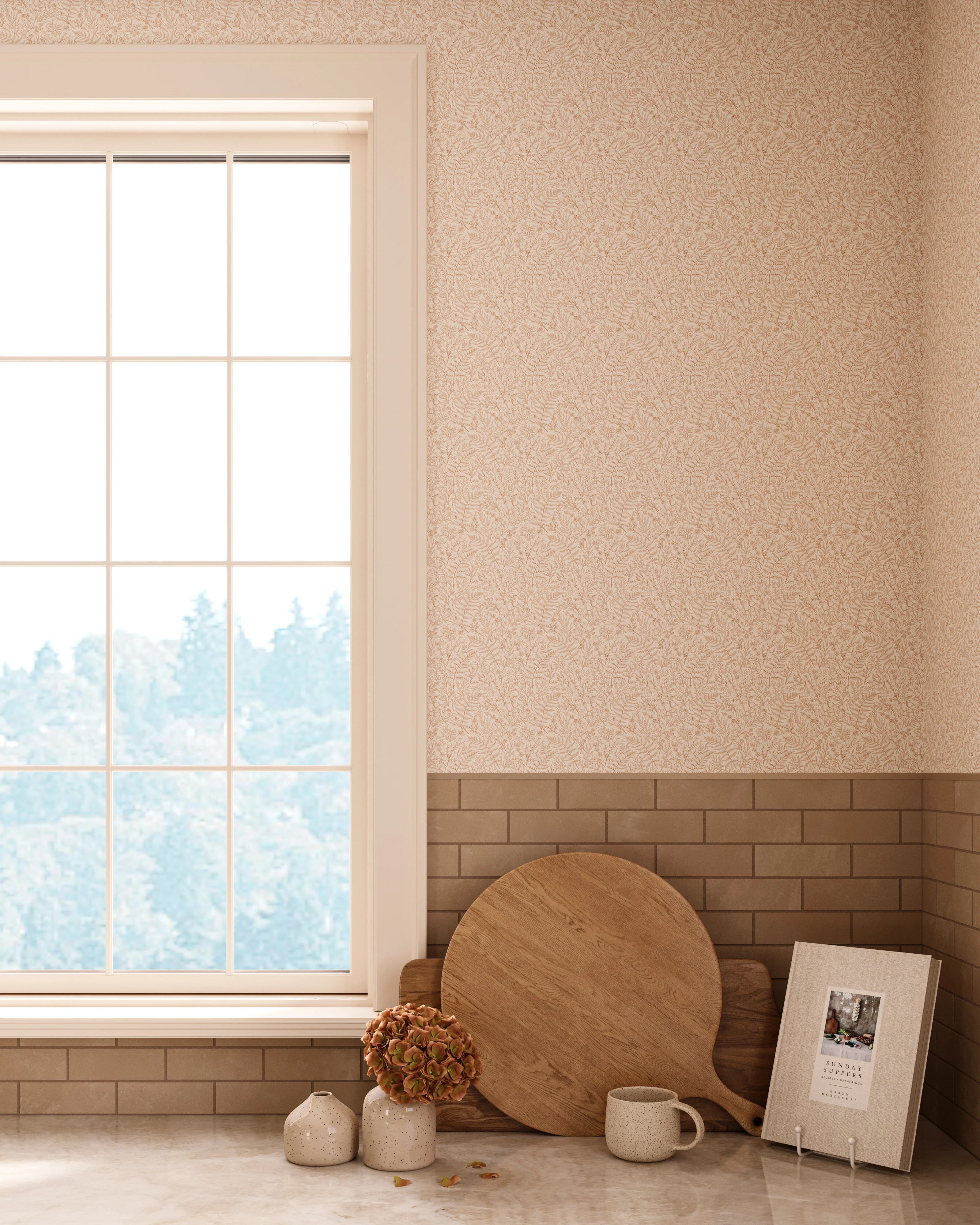 Strafford Wallpaper in Tan II, 52" x 132" - Image 2
