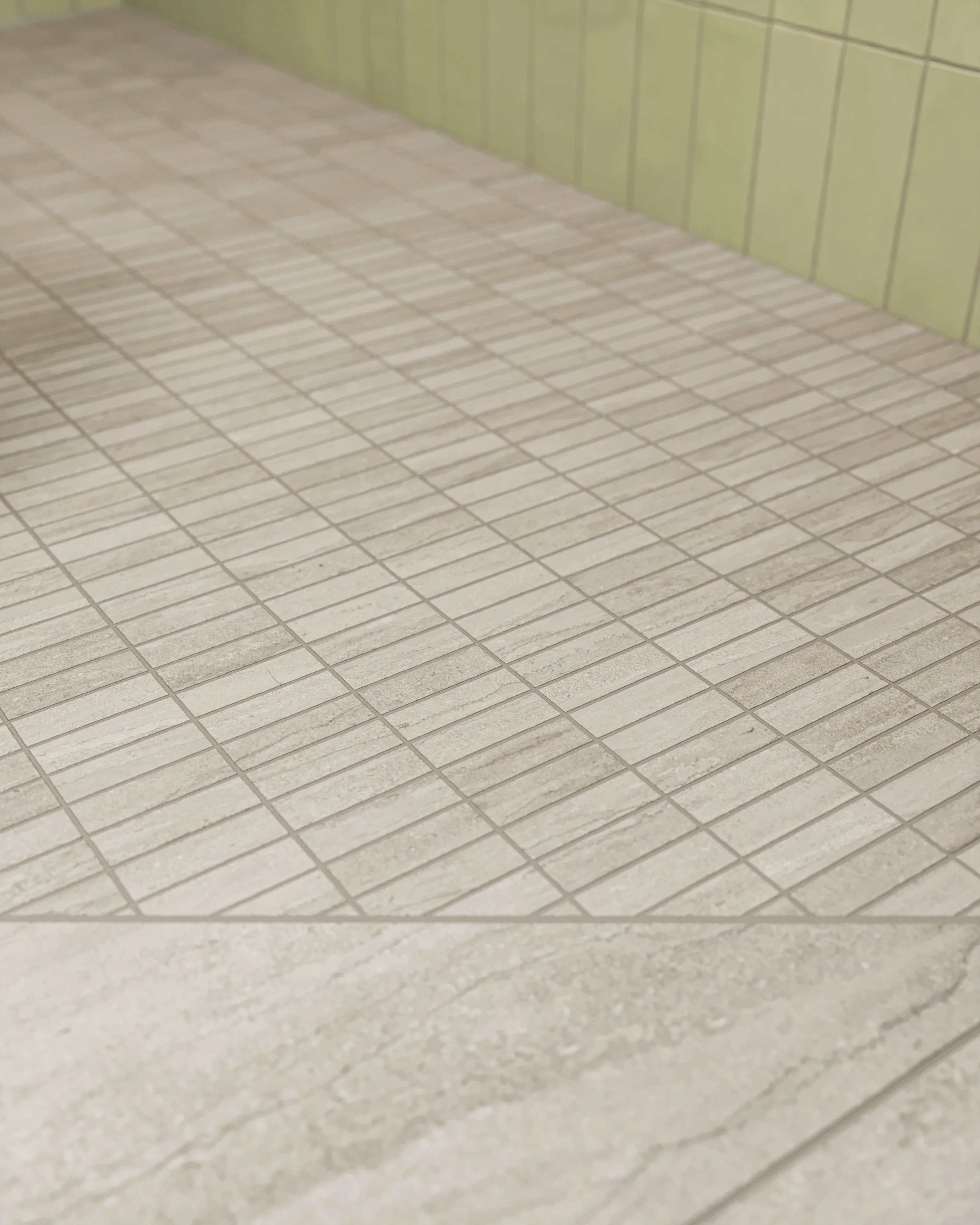 Tatum 1x3 Matte Porcelain Mosaic Tile in Vein-Cut Dune - Image 2