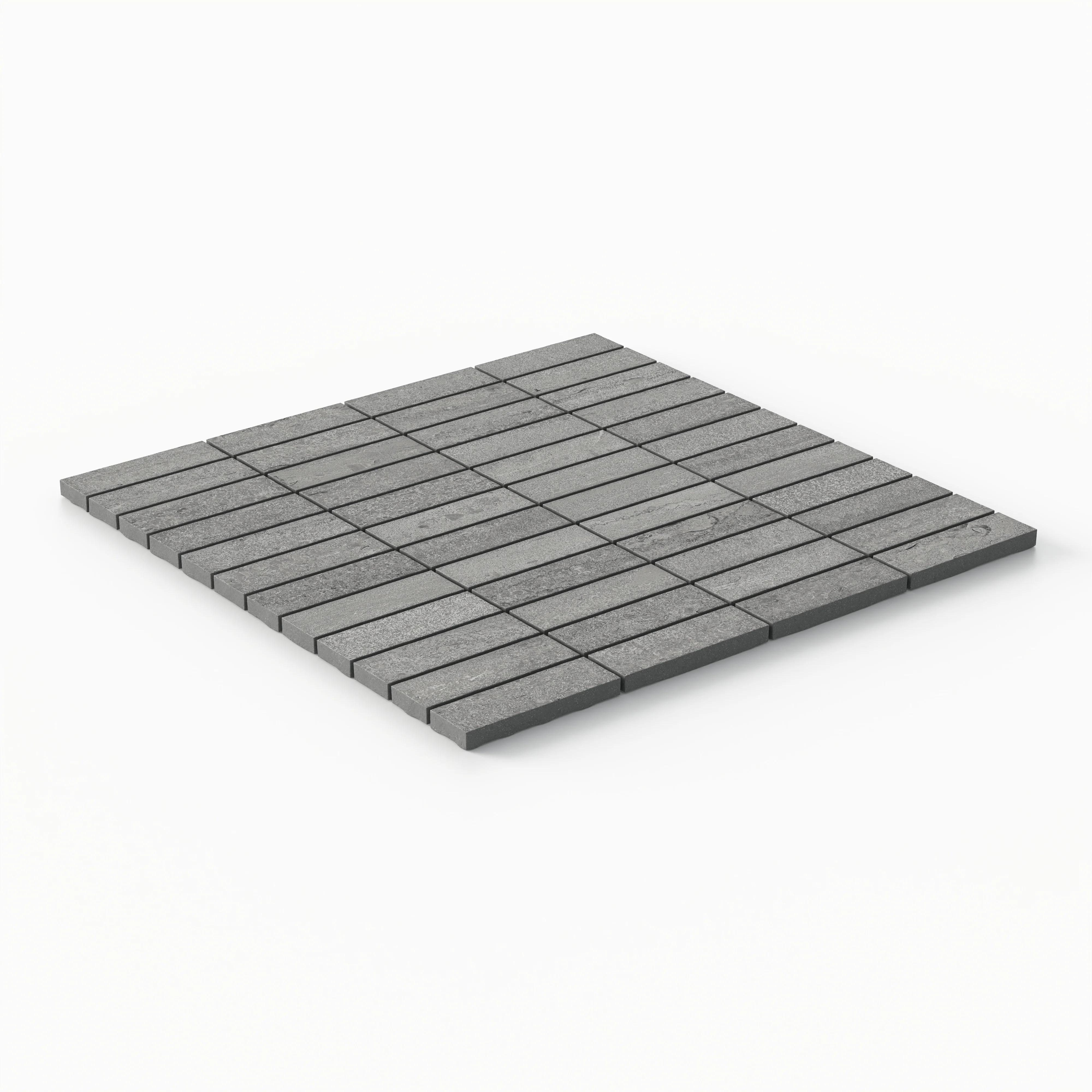 Tatum 1x3 Matte Porcelain Mosaic Tile in Vein-Cut Pewter - Image 2