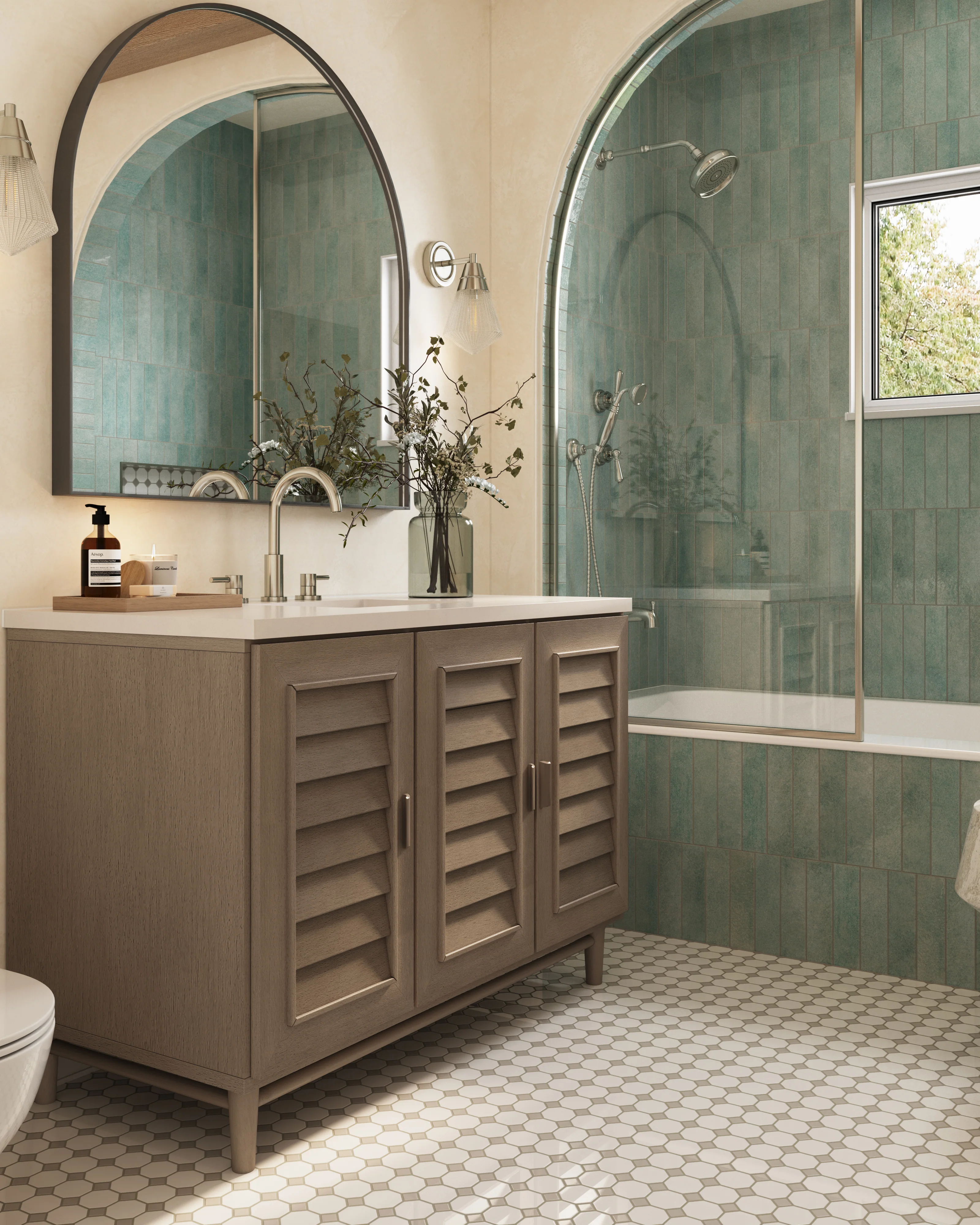 Trisha 48" Single Vanity in Whitewashed Walnut with 3 cm White Zeus Quartz Top - Image 3