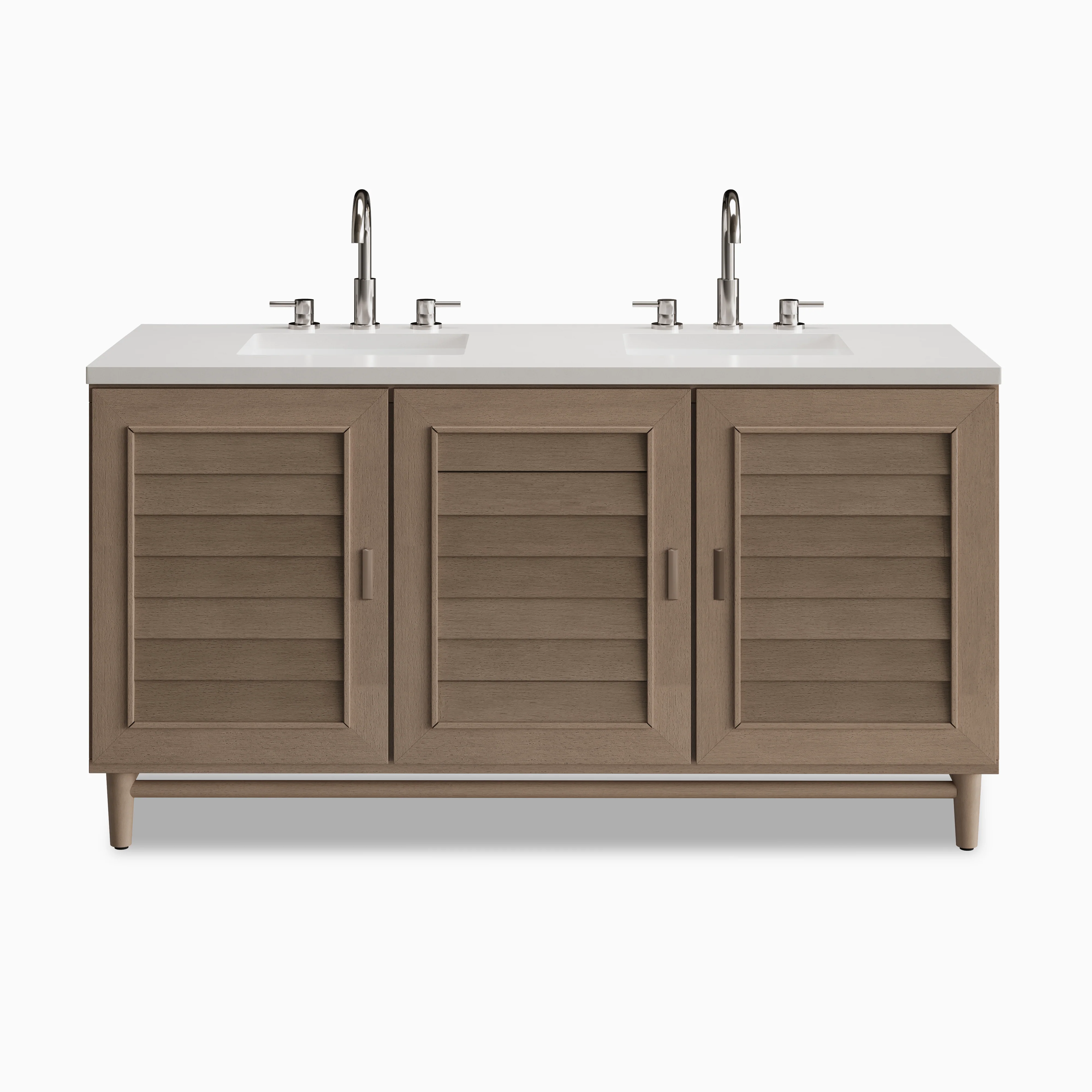 Trisha 60" Double Vanity in Whitewashed Walnut with 3 cm White Zeus Quartz Top