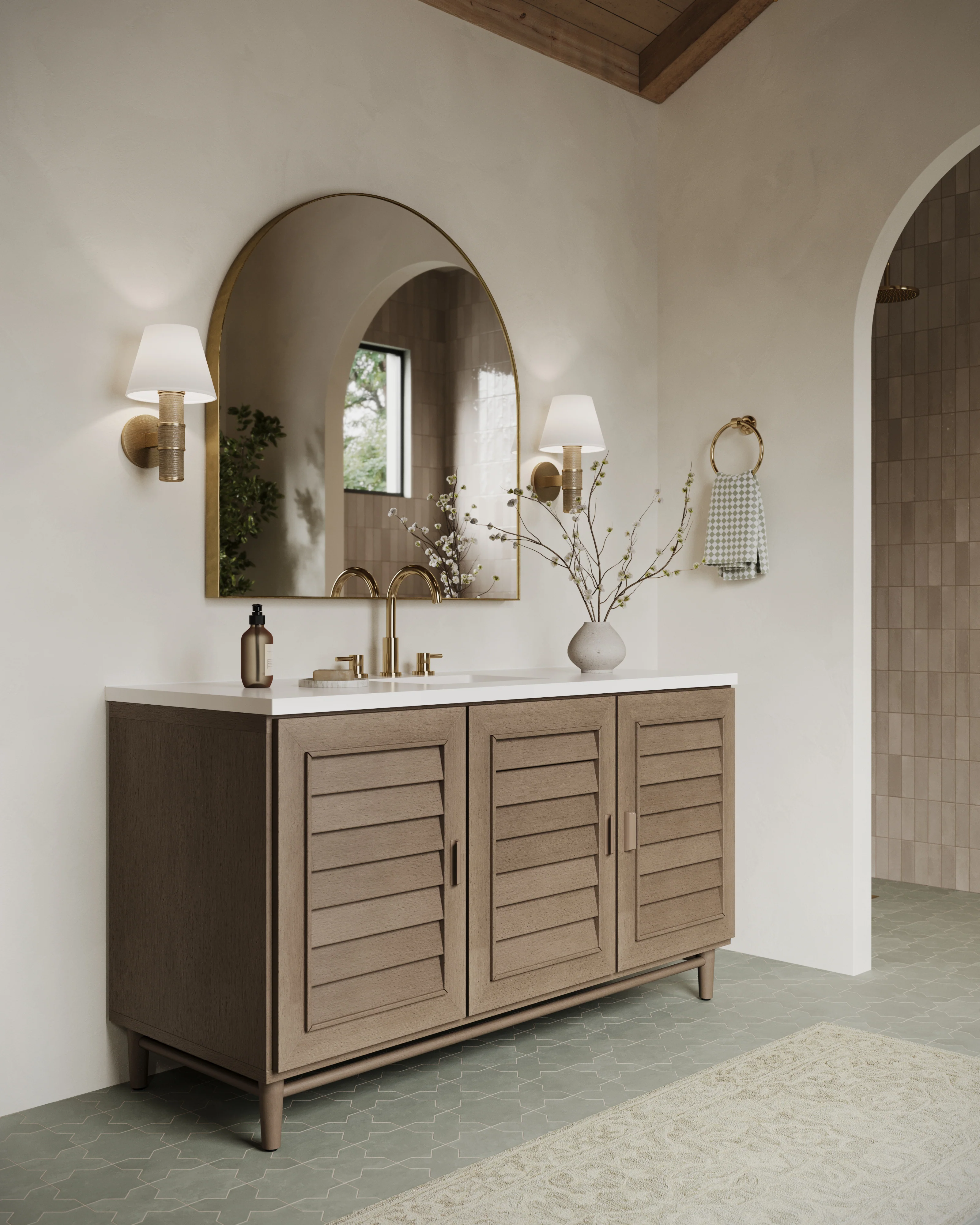 Trisha 60" Single Vanity in Whitewashed Walnut with 3 cm White Zeus Quartz Top - Image 3