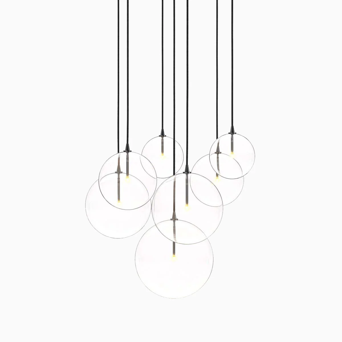Walsh 7-Light Chandelier in Clear Glass & Black Gunmetal