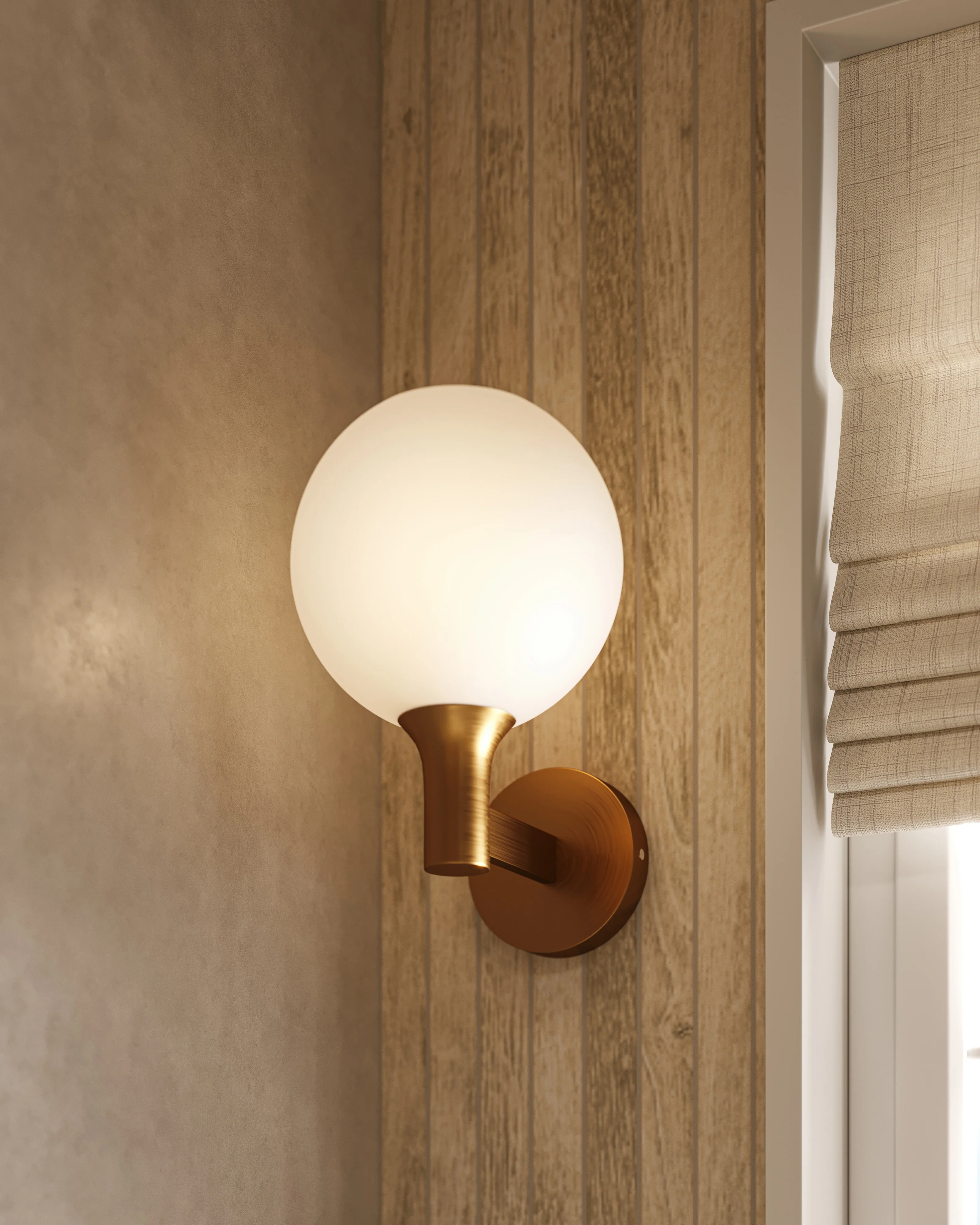 Wanda 8" 1 Light Wall/Vanity Light in Aged Gold/Opal Matte Glass - Image 2