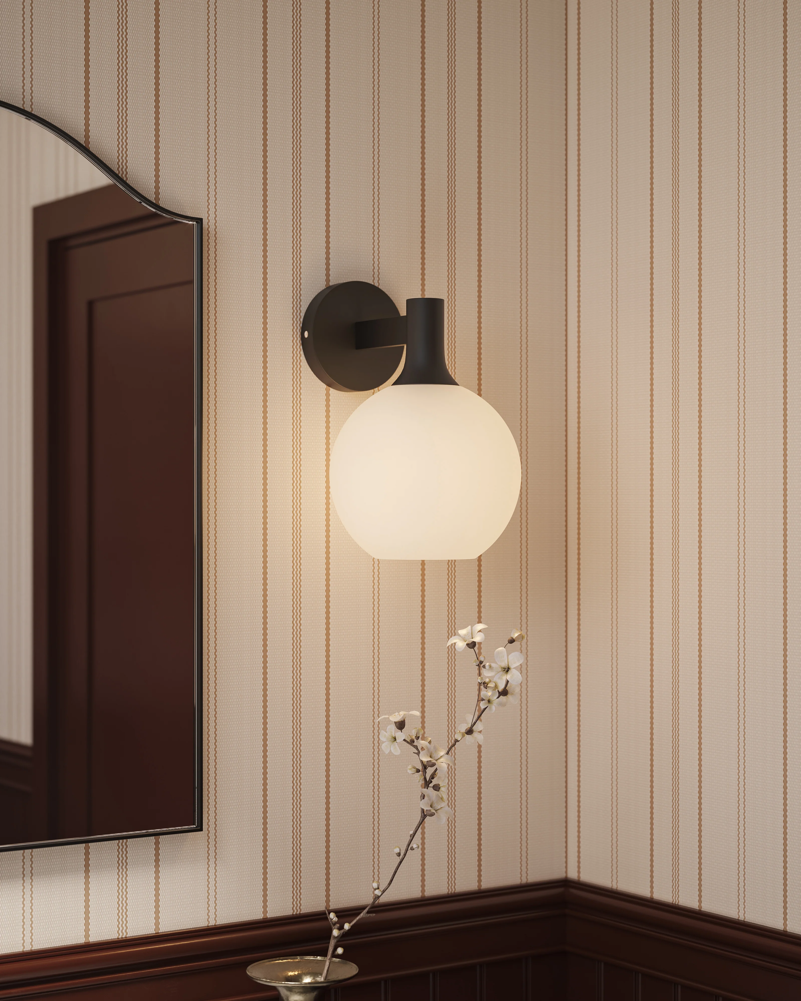 Wanda 8" 1 Light Wall/Vanity Light in Matte Black/Opal Matte Glass - Image 2