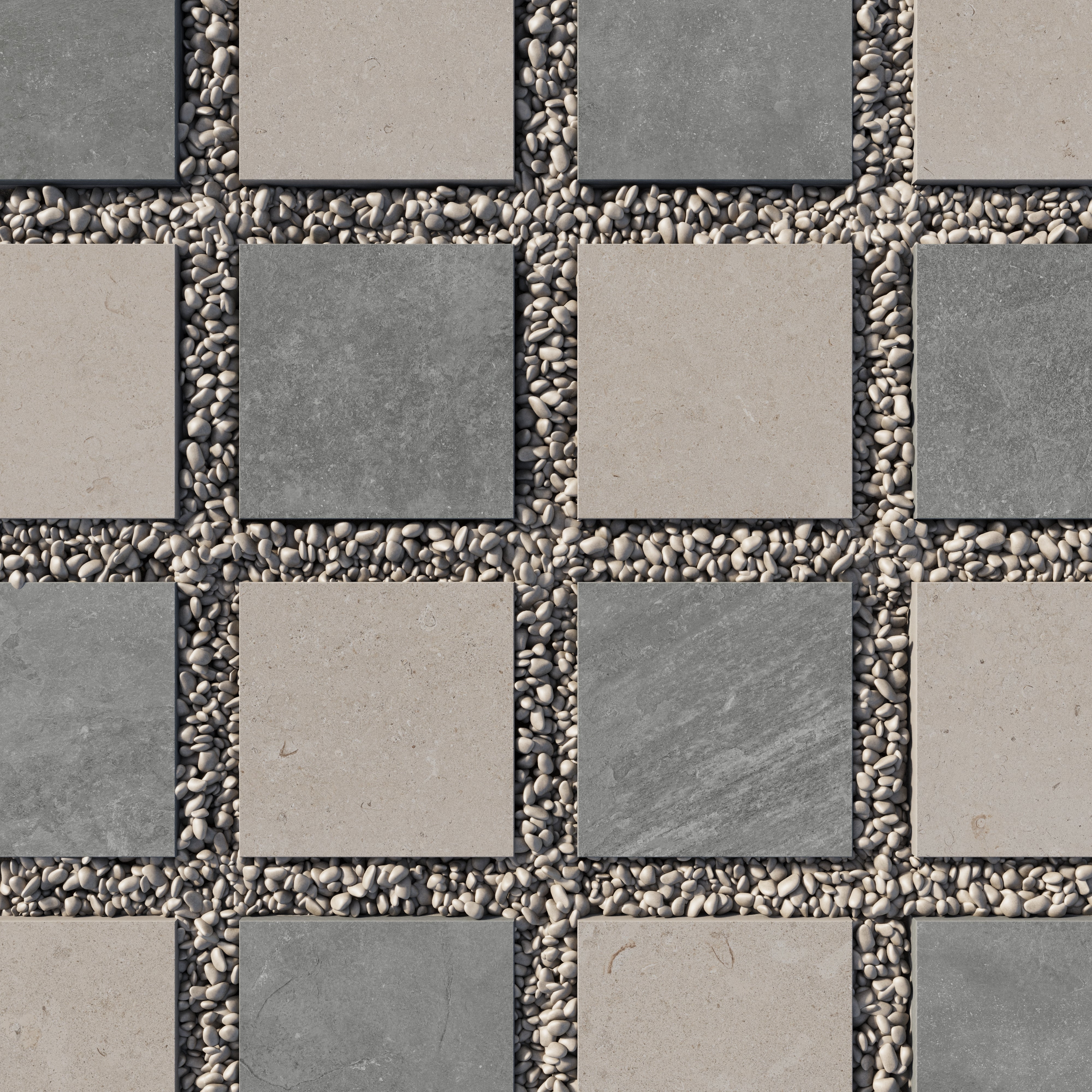 Wren 12x12 Checkerboard Grip 2cm Porcelain Paver Tile in Charcoal & Dune - Image 2