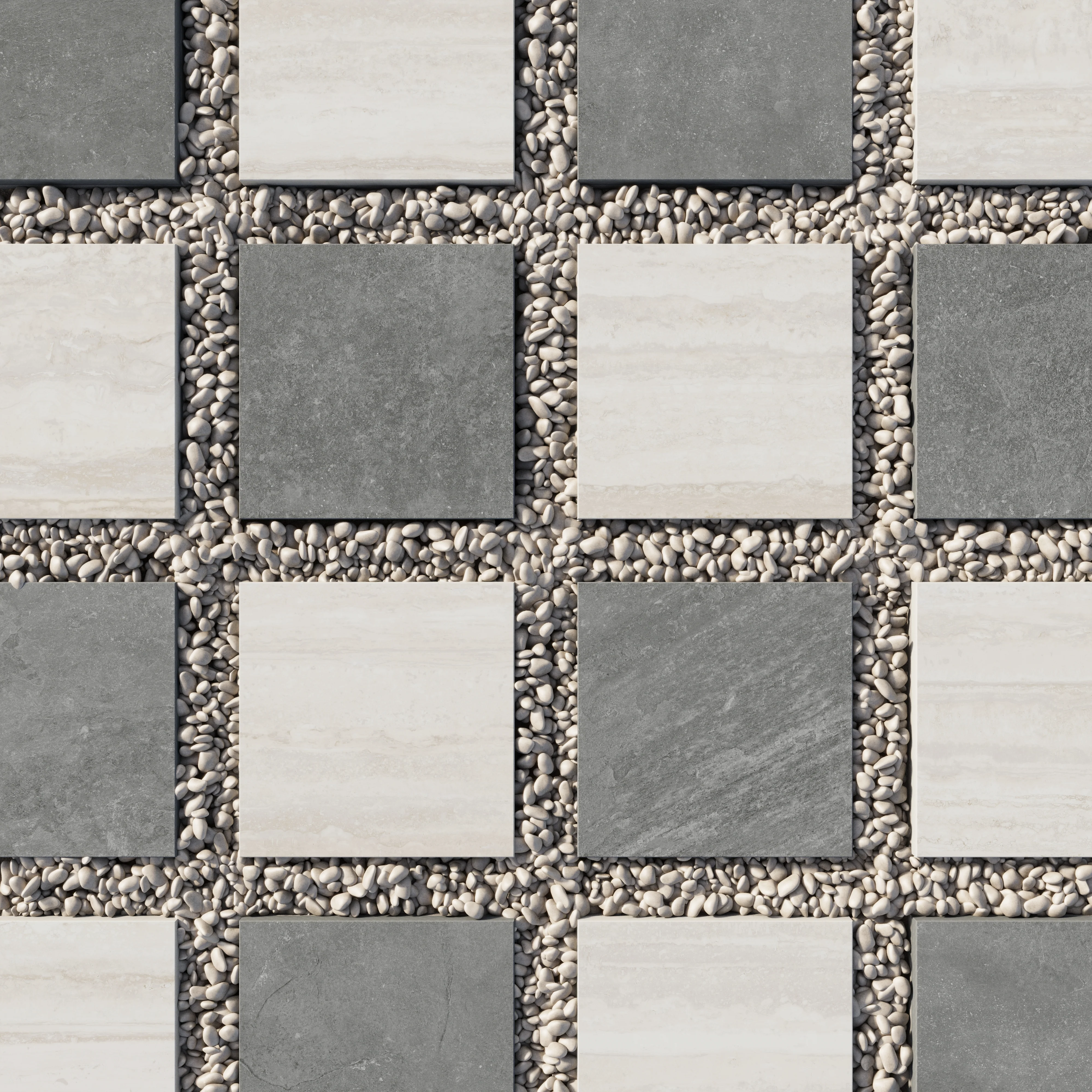 Wren 12x12 Checkerboard Grip 2cm Porcelain Paver Tile in Charcoal & Oat - Image 3