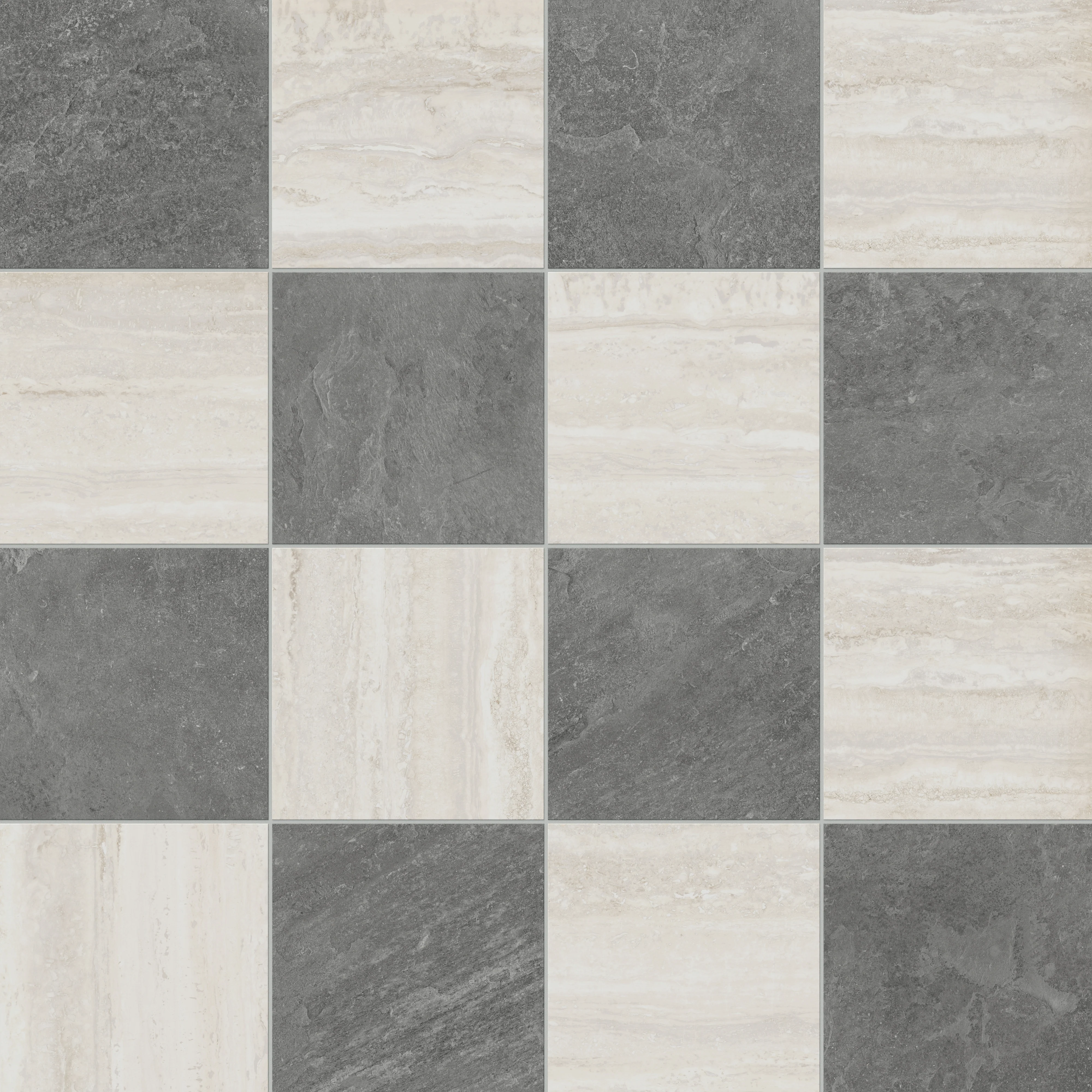 Wren 12x12 Checkerboard Grip 2cm Porcelain Paver Tile in Charcoal & Oat - Image 6
