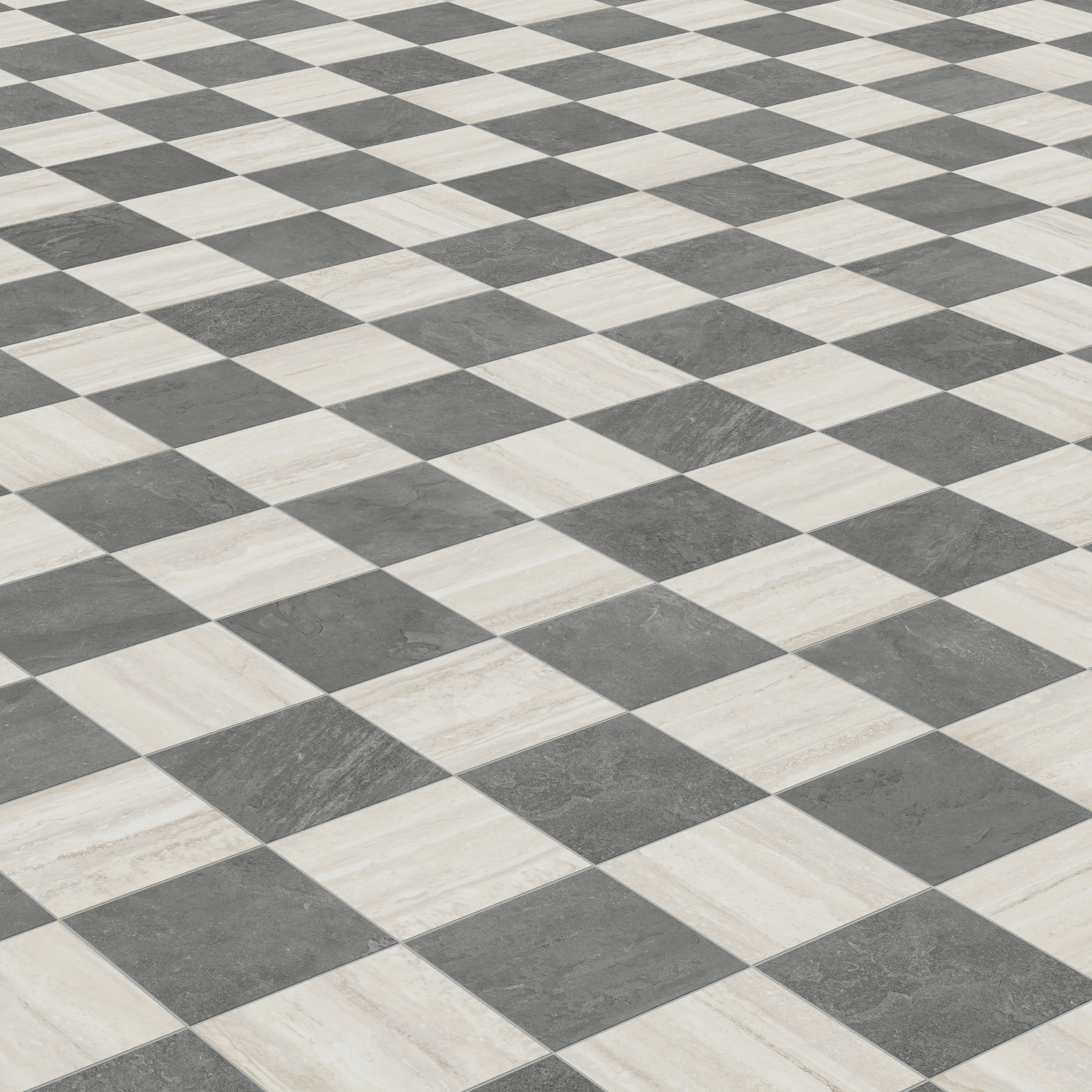 Wren 12x12 Checkerboard Grip 2cm Porcelain Paver Tile in Charcoal & Oat - Image 7
