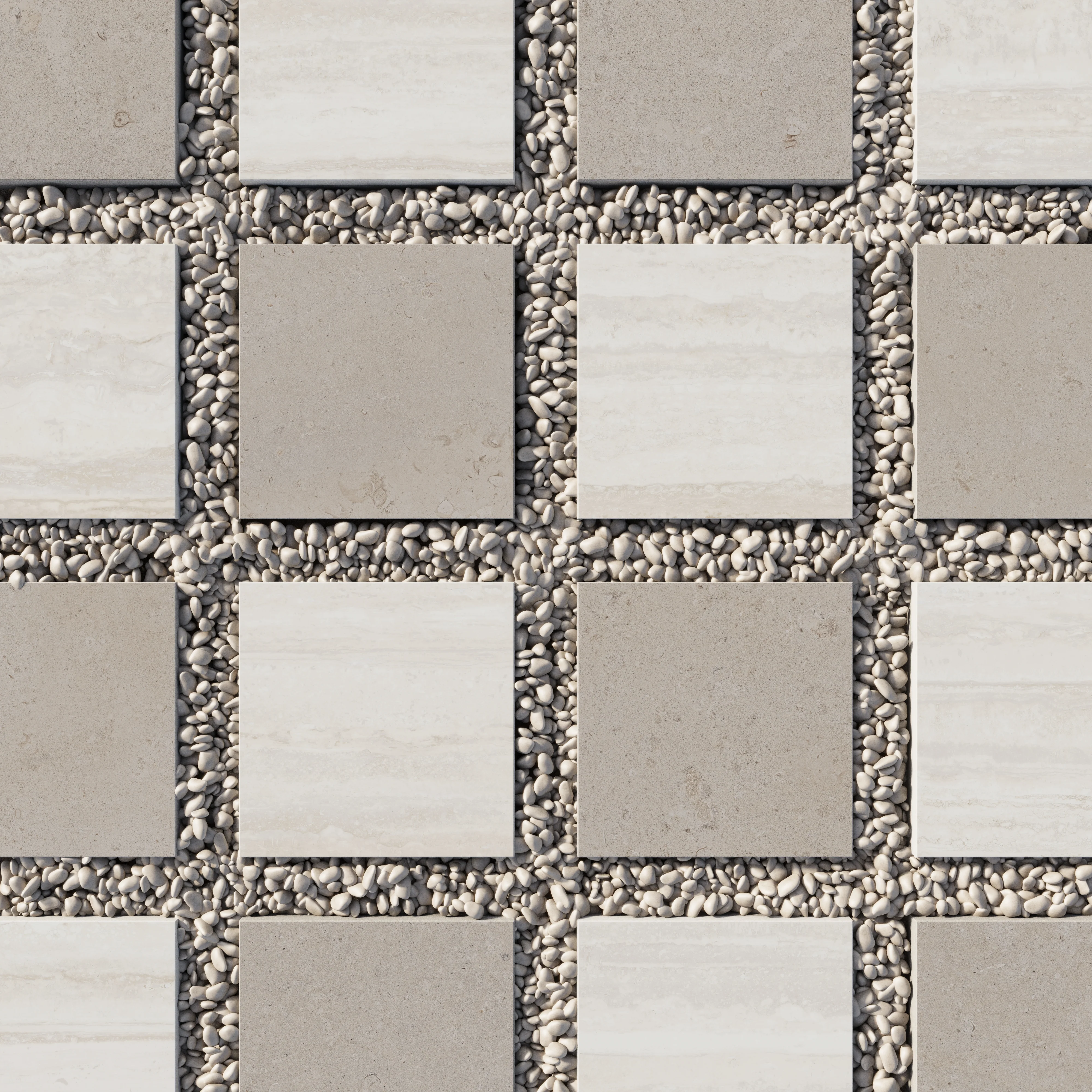 Wren 12x12 Checkerboard Grip 2cm Porcelain Paver Tile in Dune & Oat - Image 2