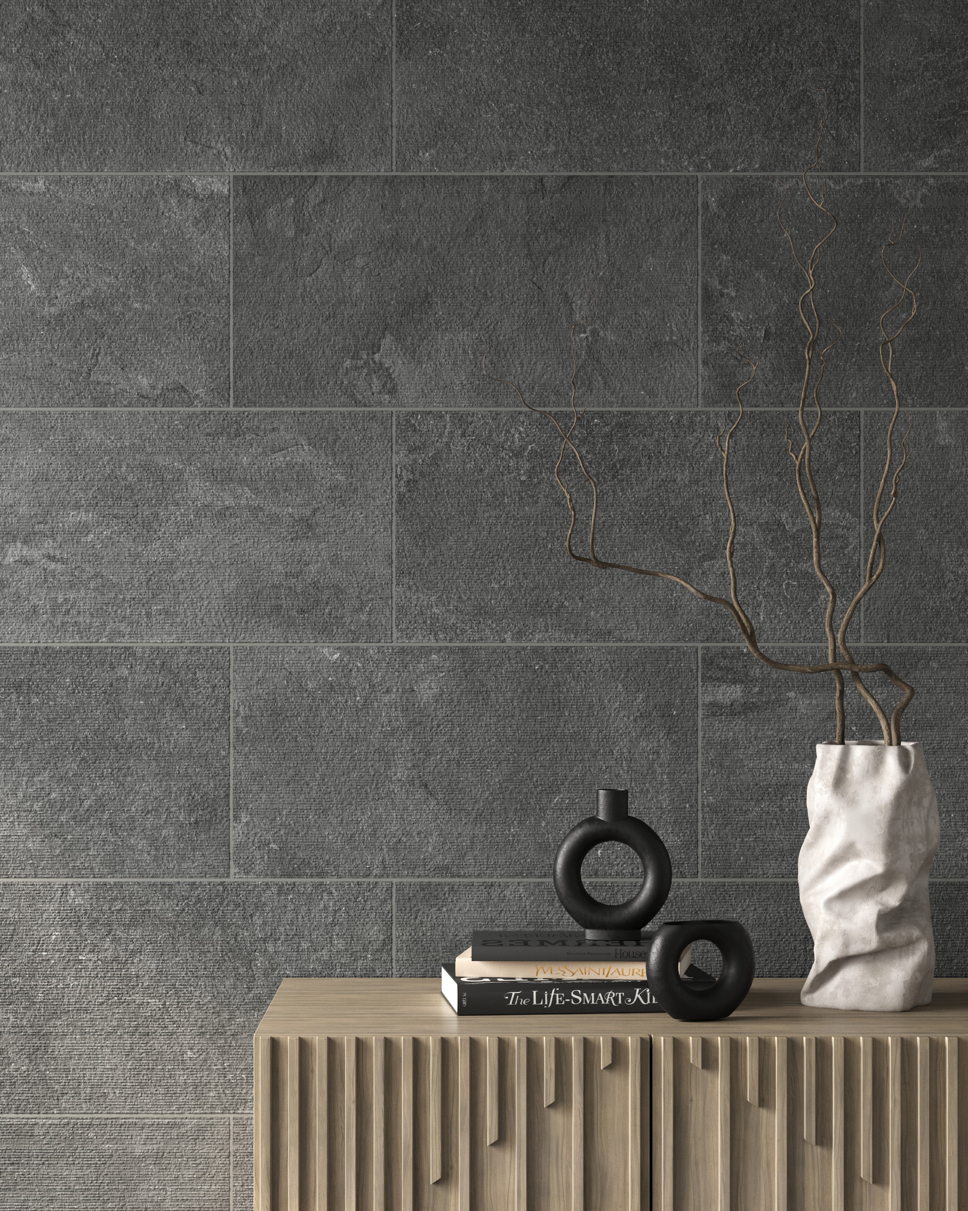 Wren 12x24 Chiseled Porcelain Tile in Charcoal - Image 4