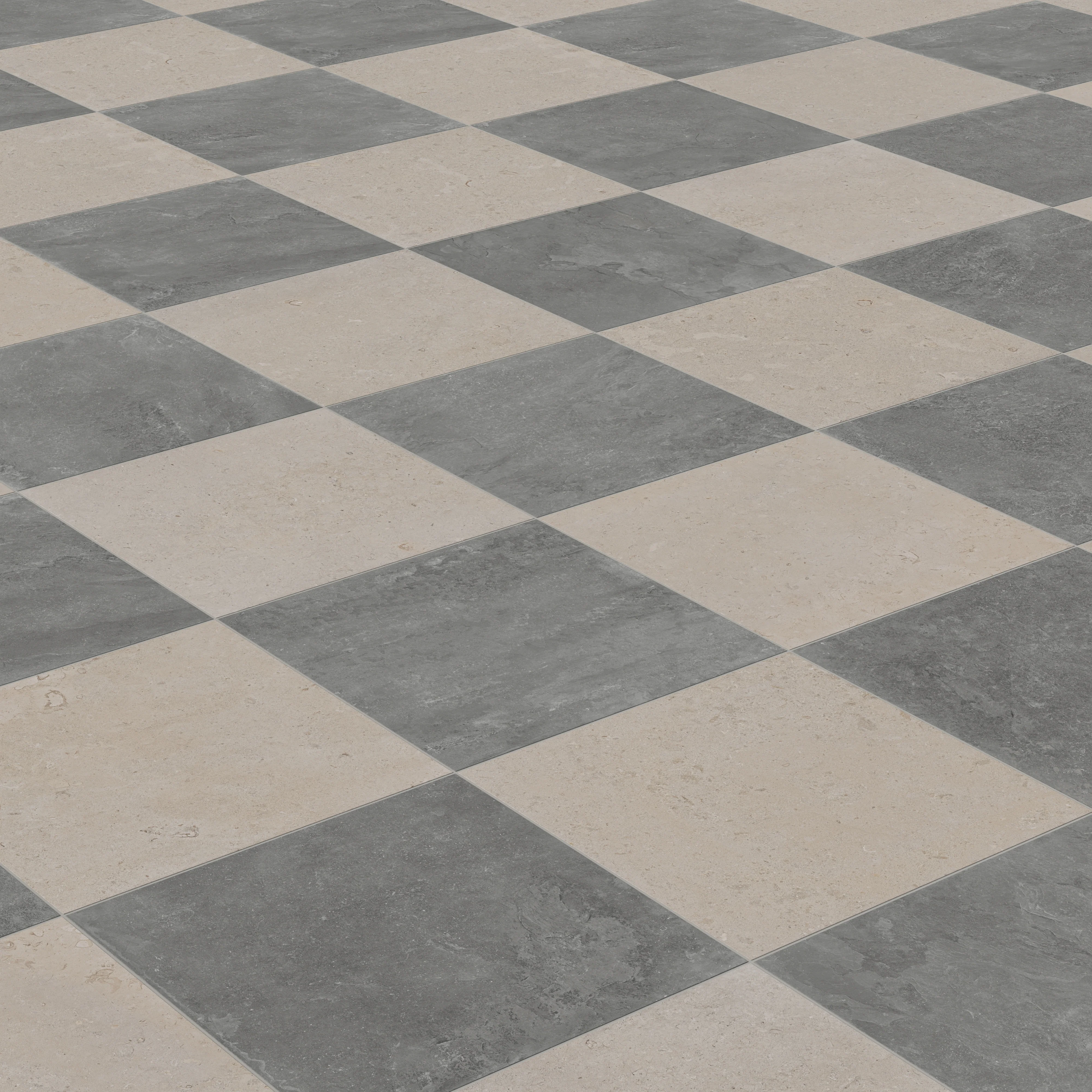 Wren 24x24 Checkerboard Grip 2cm Porcelain Paver Tile in Charcoal & Dune - Image 5