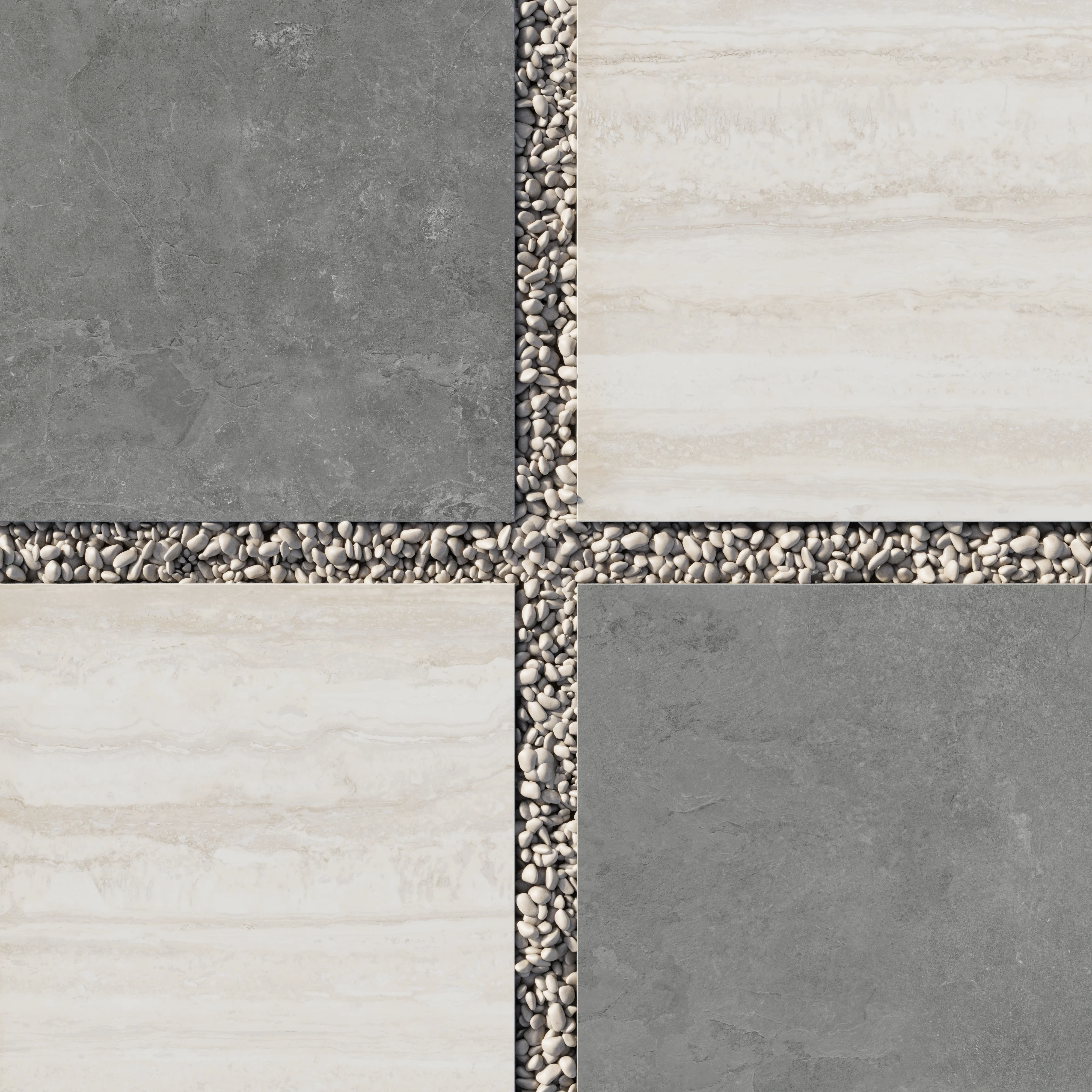 Wren 24x24 Checkerboard Grip 2cm Porcelain Paver Tile in Charcoal & Oat - Image 2