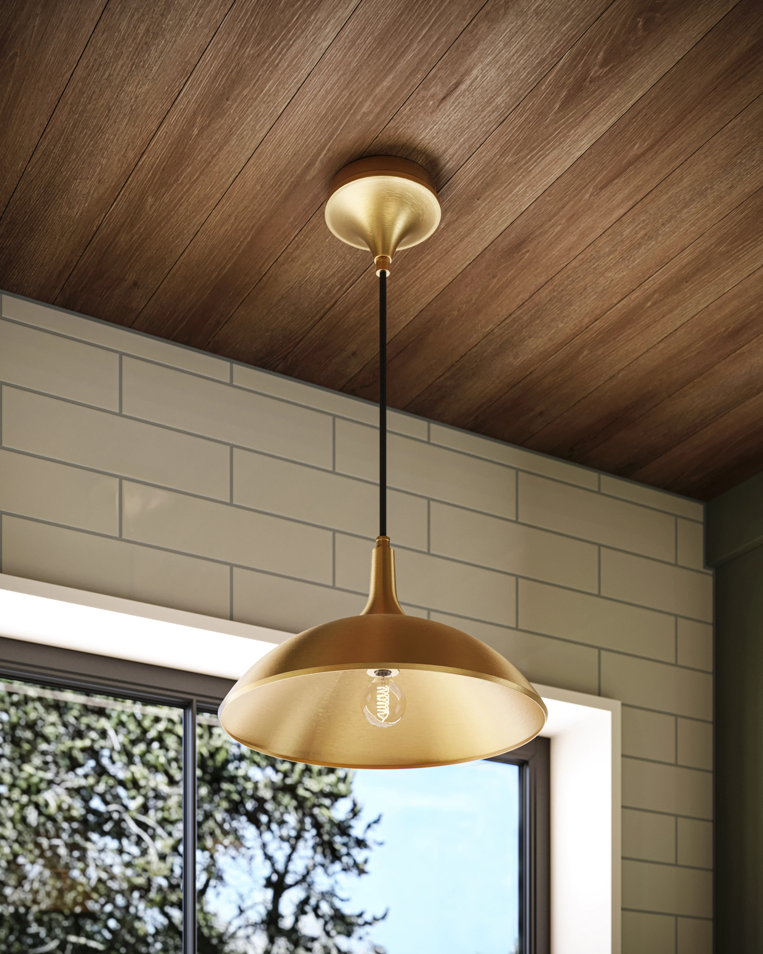 Yvette 14" 1 Light Pendant in Brushed Gold - Image 2